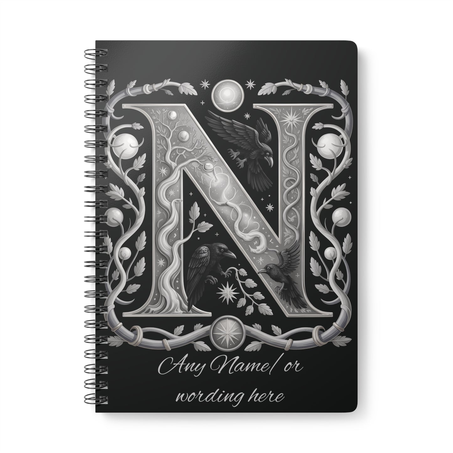 Personalized Norse Witchy Monogram A5 Notebook, Custom Journal.