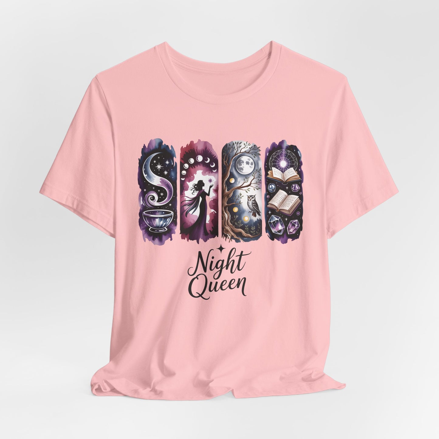 Night Queen Witchy T-Shirt | Witchy Glam Celestial Shirt | Dark Feminine Energy Tee | Moon Goddess Witchcore Graphic Top