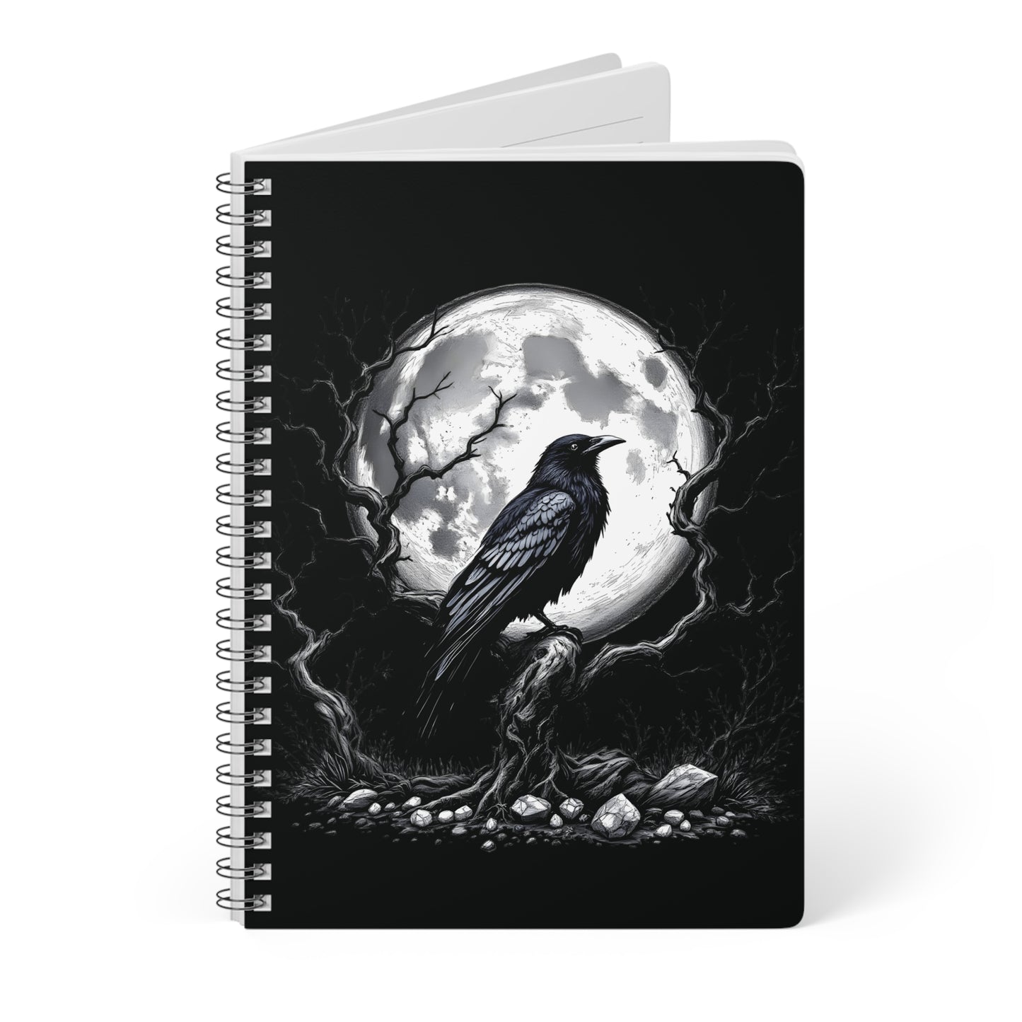 Moonlit Raven Gothic Witchy Notebook, Grimoire Journal, Raven Notebook, Witchy Journal,Whimsigoth Style,Gothic Journal,Spell Book,raven gift