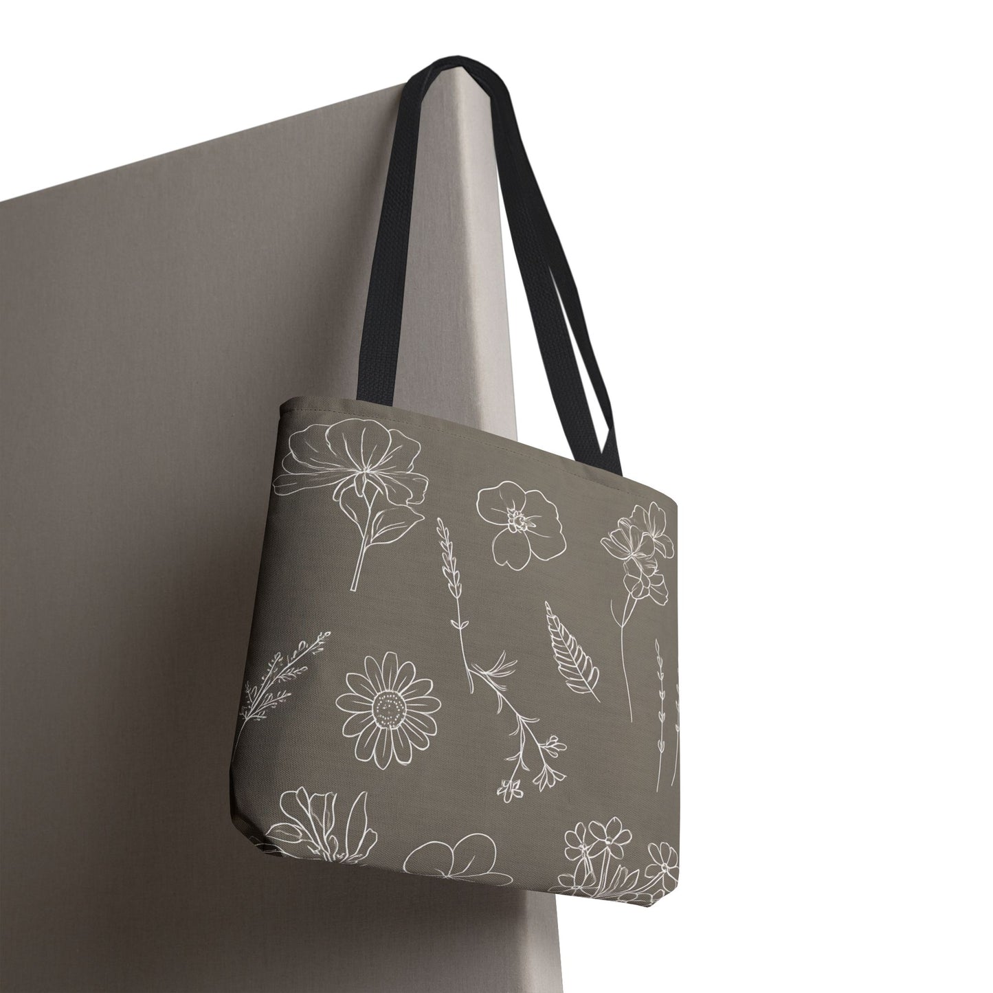 Floral Tote Bag, hand drawn vintage flowers
