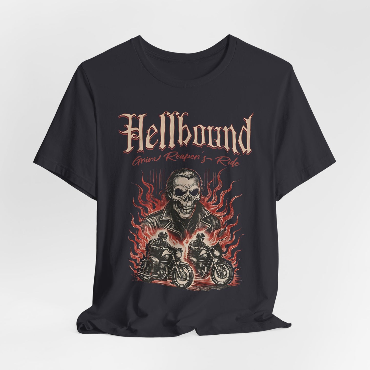 Hellbound Biker Graphic Tee | Motorcycle Skull Rider T-Shirt | Gothic Biker Streetwear