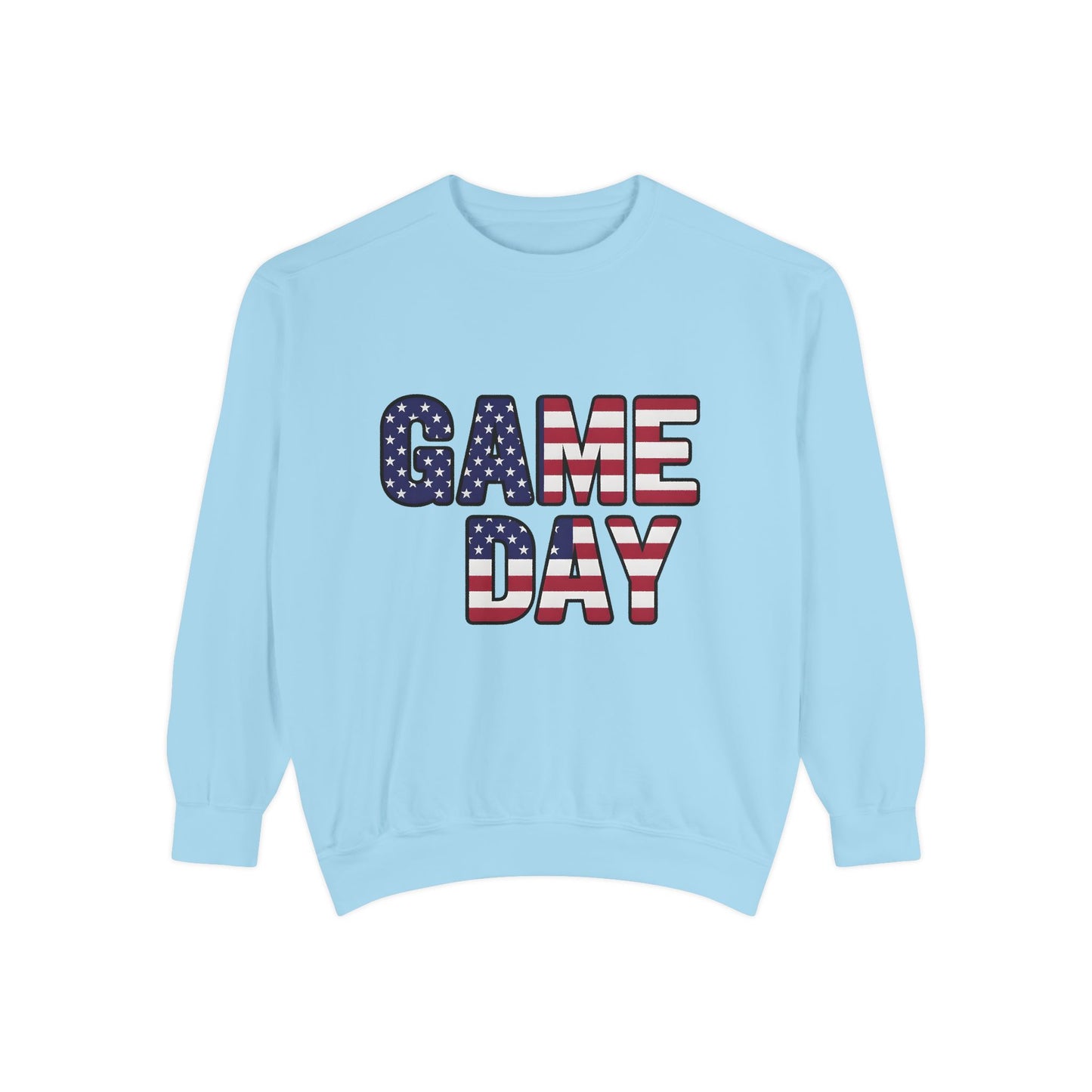 Game Day Comfort Colors sweatshirt, patriotic sweater, sports apparel.