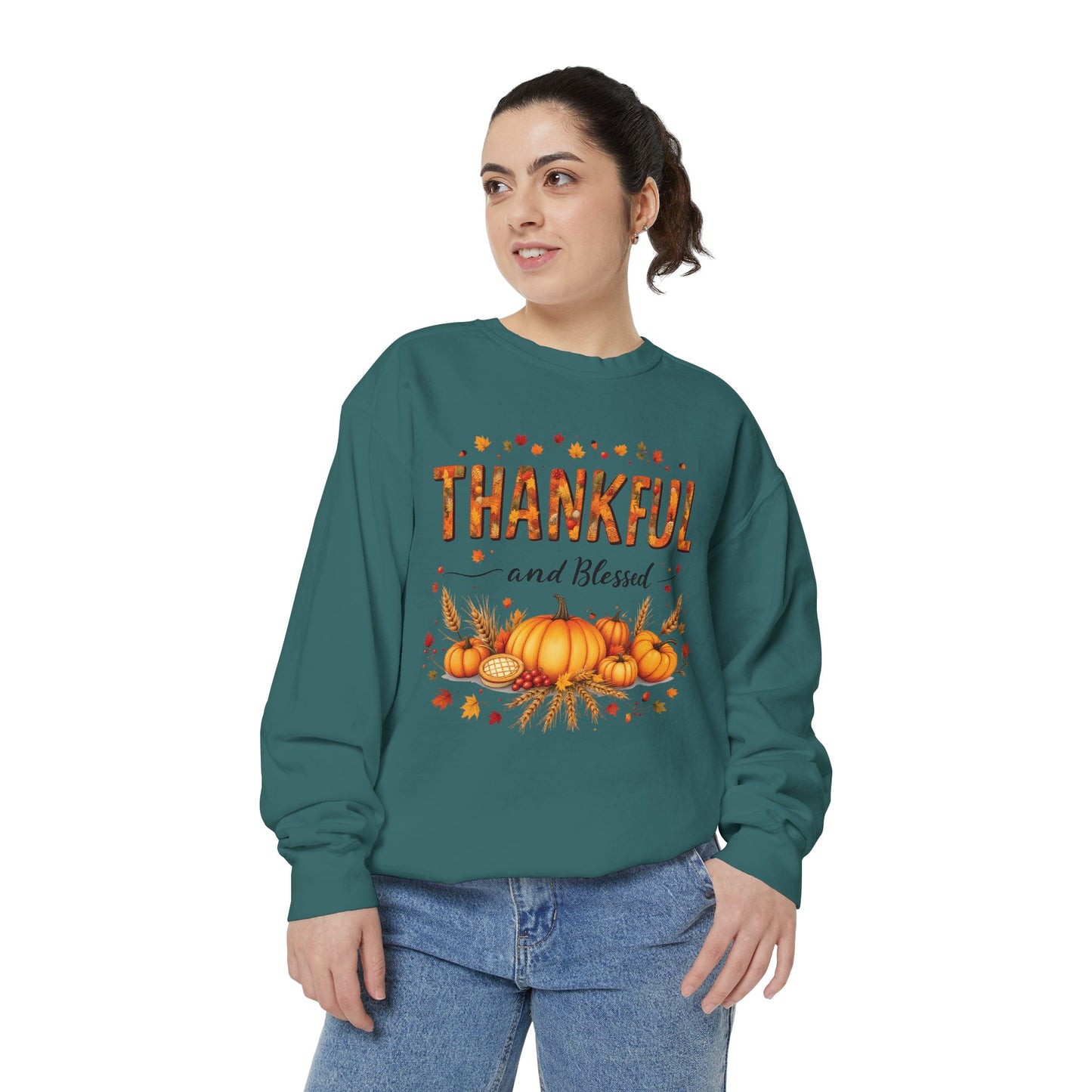 Thankful and Blessed Comfort Colours Sweatshirt, Cozy Fall Apparel, Fall Harvest Top,