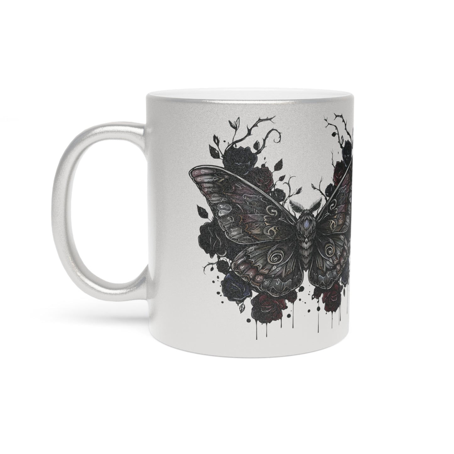 Death Moth Gothic Metallic Mug | Witchy Glam |  Unique Coffee Cup, Stylish Birthday Present