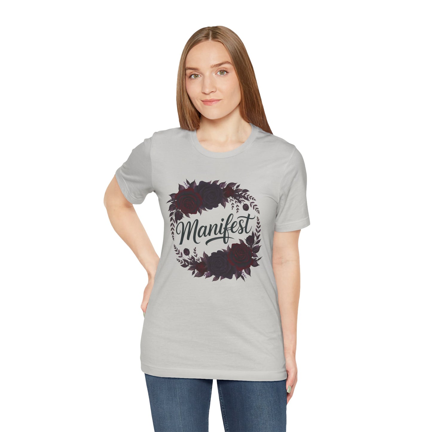 Manifest Witchy T-Shirt | Dark Feminine Floral Shirt | Witchy Glam Manifestation Tee | Spiritual Goddess Moon Graphic Top
