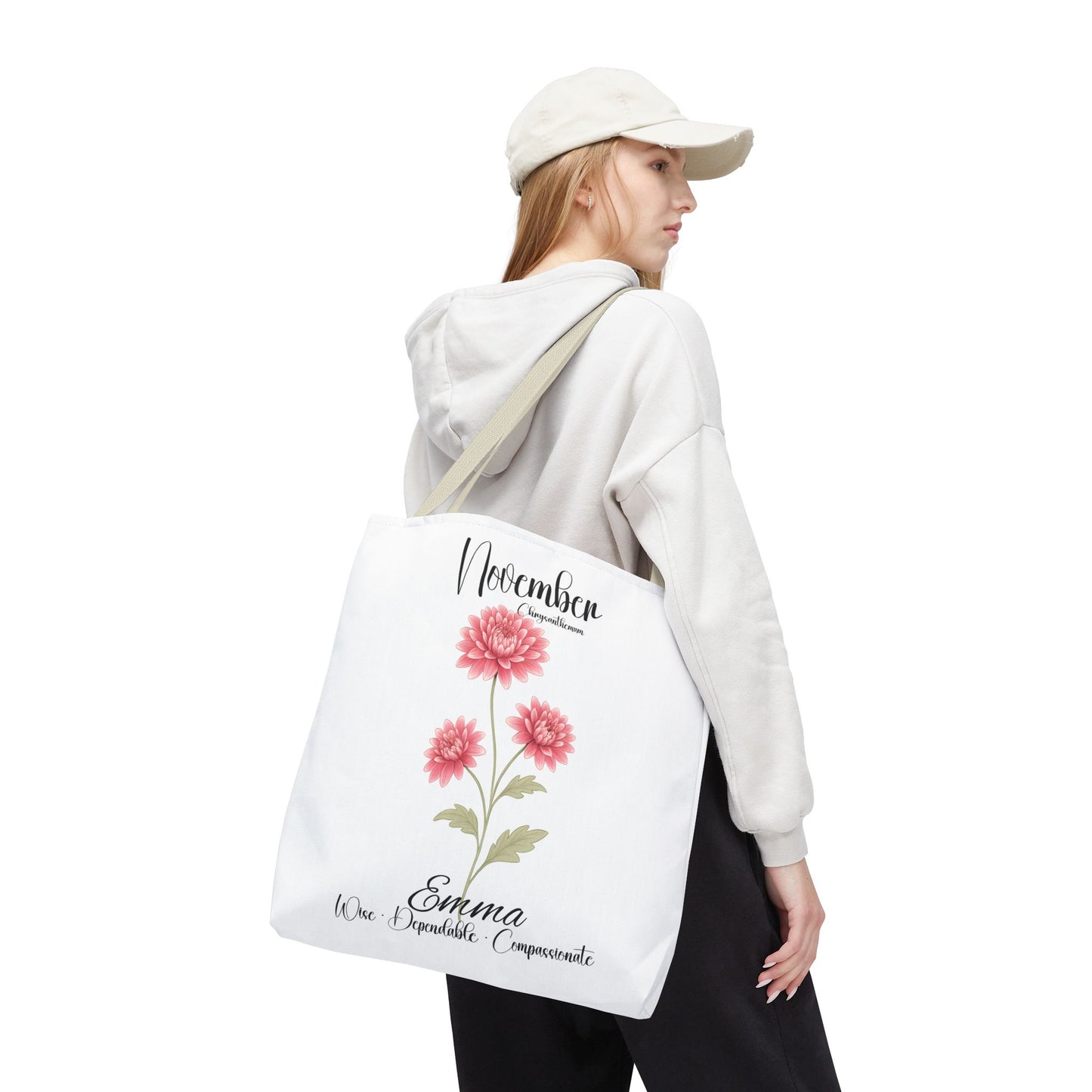 Personlized Birth Month Flower Tote Bag, Botanical Aesthetic Canvas Tote Bag, Bestfriend Gift