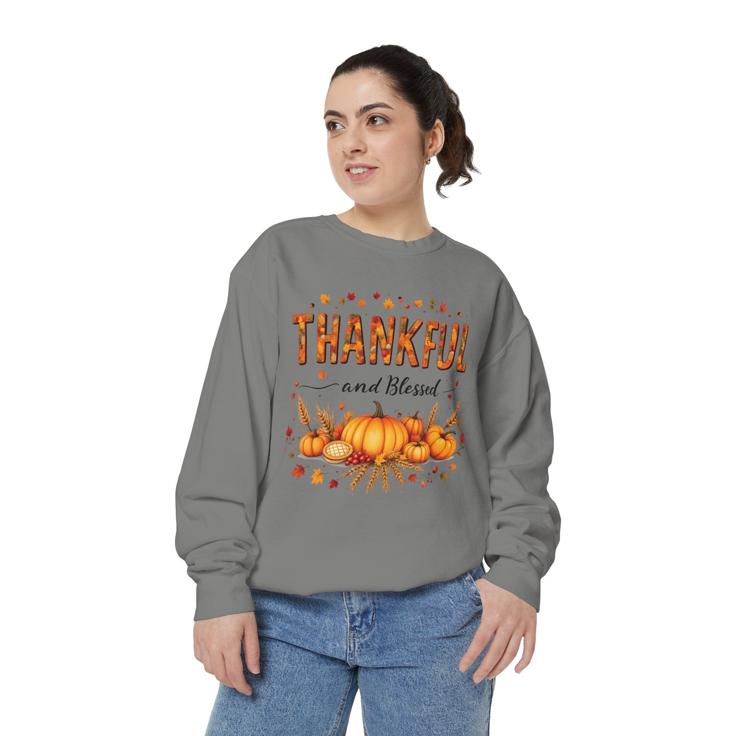 Thankful and Blessed Comfort Colours Sweatshirt, Cozy Fall Apparel, Fall Harvest Top,