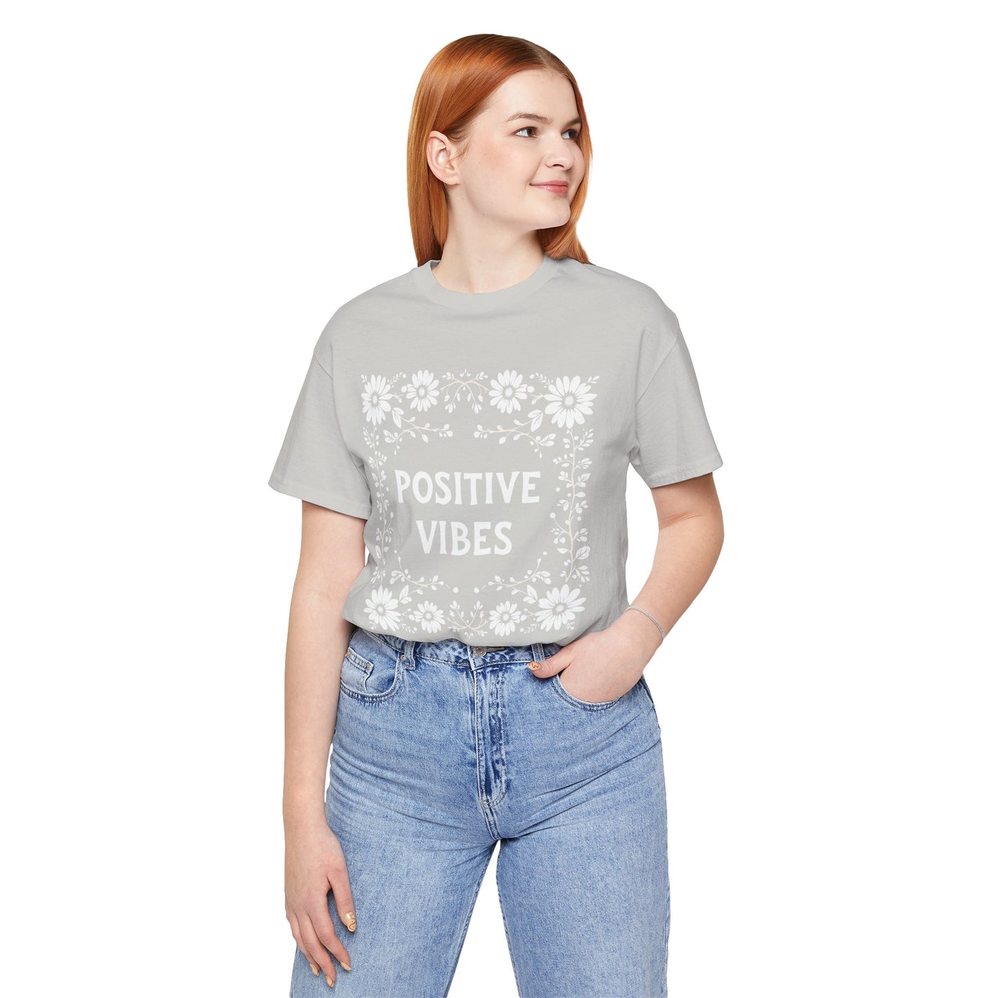 Positive Vibes Shirt, Cotton floral design tee, Self Care Gift, good vibes t, festival fashion