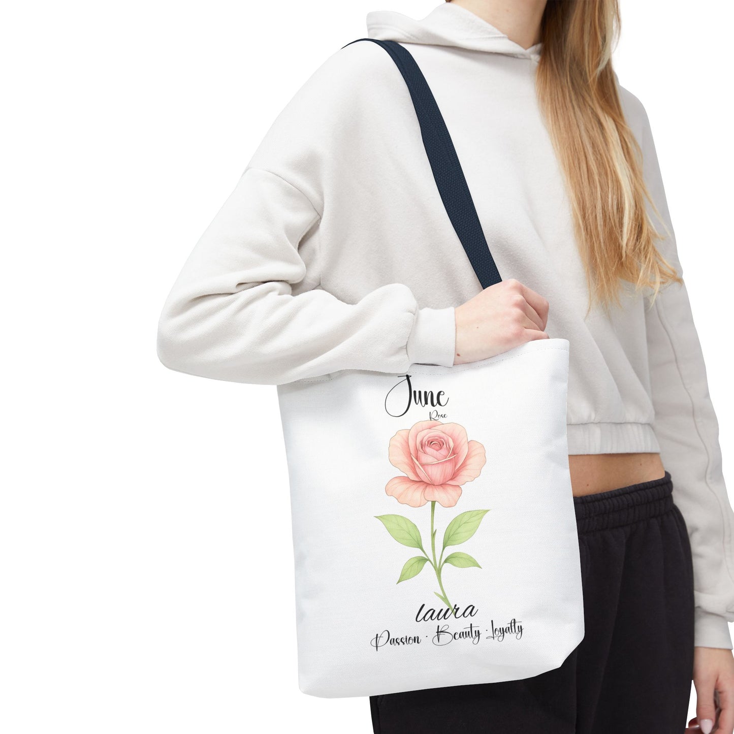 Personlised birth month flower bag for her, milestone birthdays, bestfriend gift.