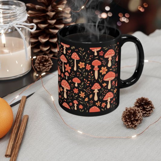 Autumnal Red Mushroom Mug, Perfect for those who adore a touch of the extraordinary in their mushrooms mug collection. 