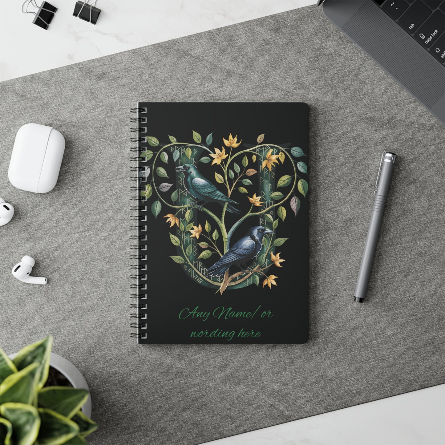 Personalized Norse Witchy Monogram A5 Notebook, Custom Journal, Monogram  Letter "U" Notebook.