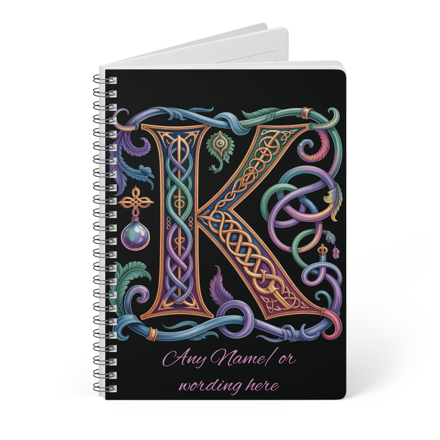 Personalized Norse Witchy Monogram A5 Notebook, Custom Journal,Monogram Notebook, Grimoire Journal, Book Of Shadows, Viking Grimoire Journal