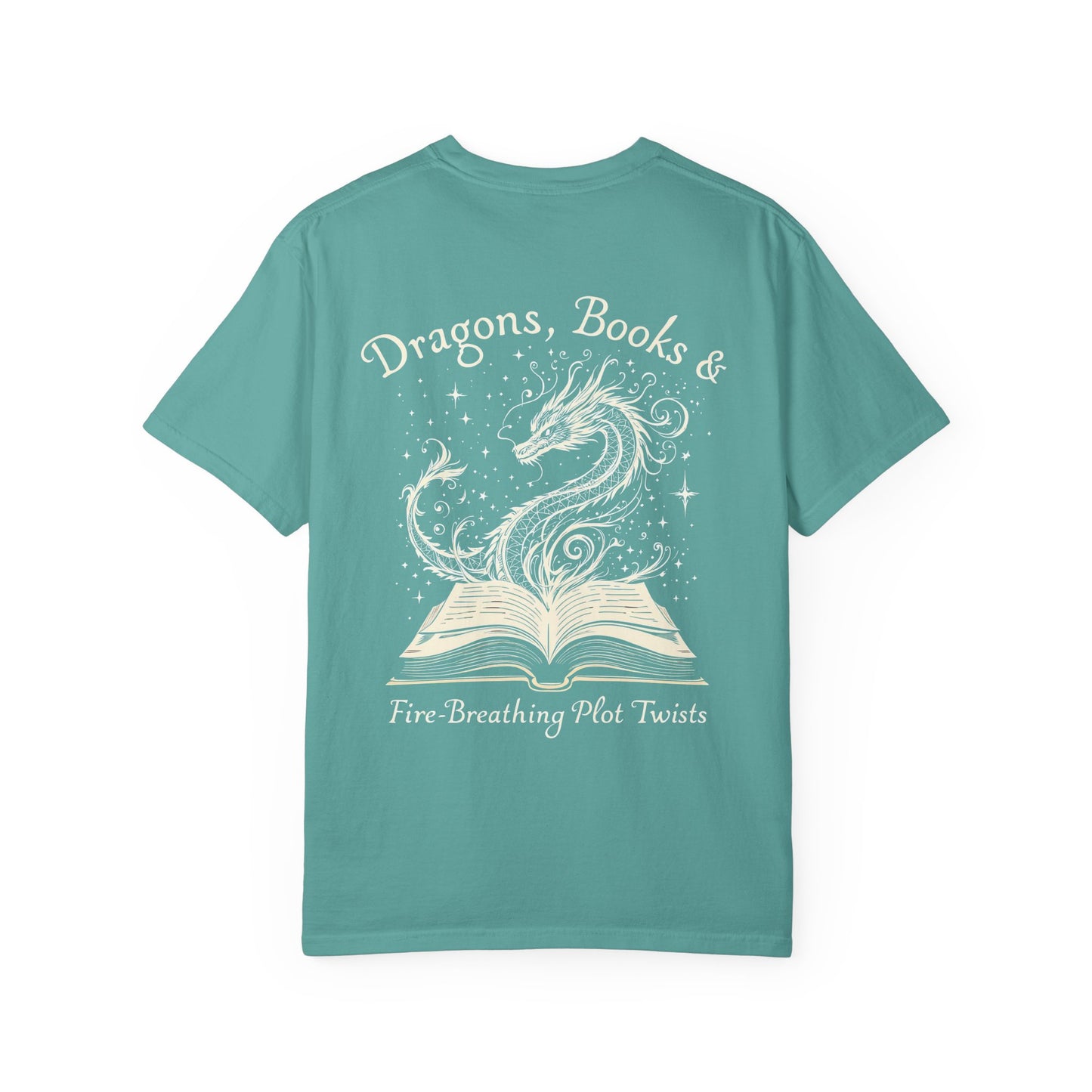 Book Lover Tee, Comfort Colors Dragon Shirt, Fantasy Reader, Bibliophile Gift.