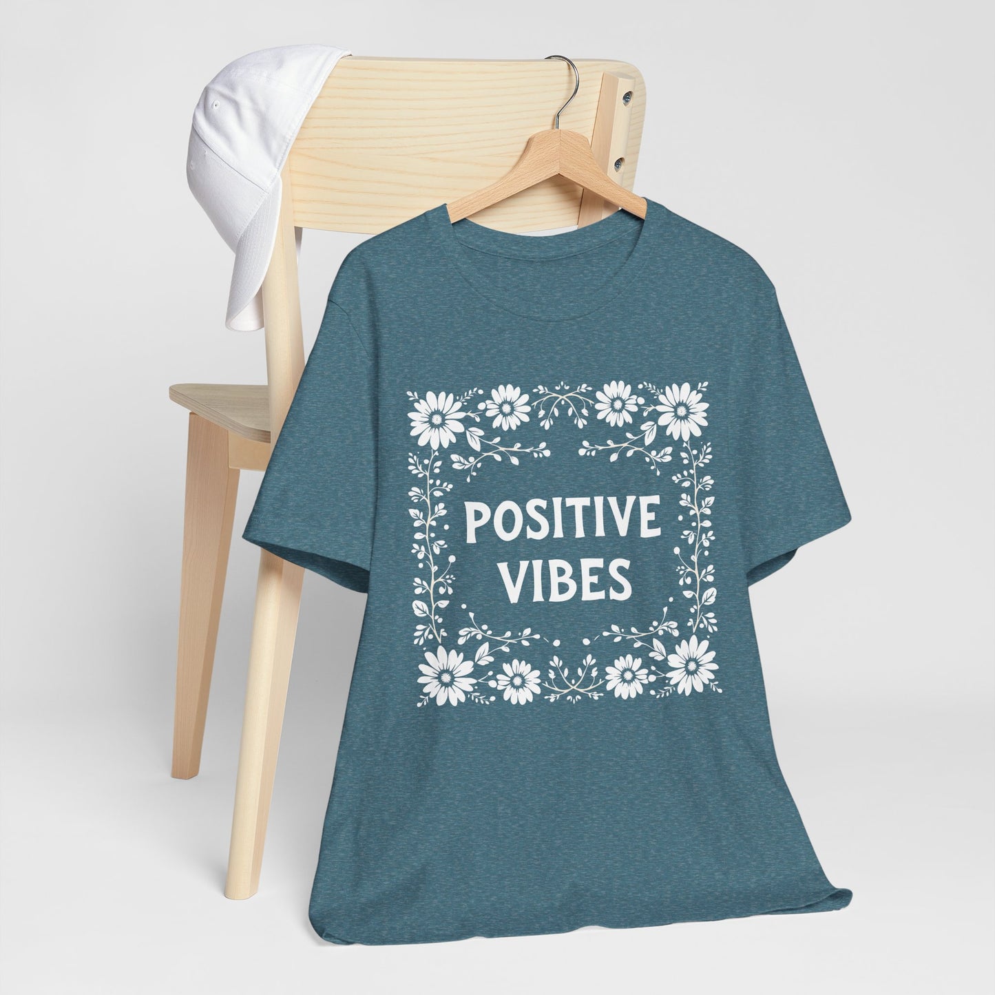 Positive Vibes Shirt, Cotton floral design tee, Self Care Gift, good vibes t, festival fashion