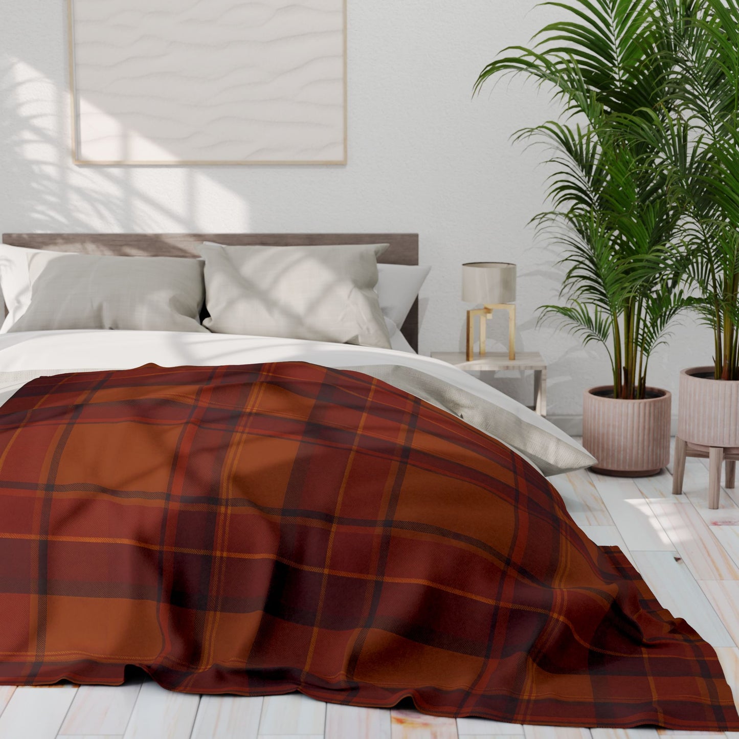 Cozy Autumn Plaid Pattern Blanket, This soft throw, with its classic plaid pattern, transforms any space into a serene autumn retreat.