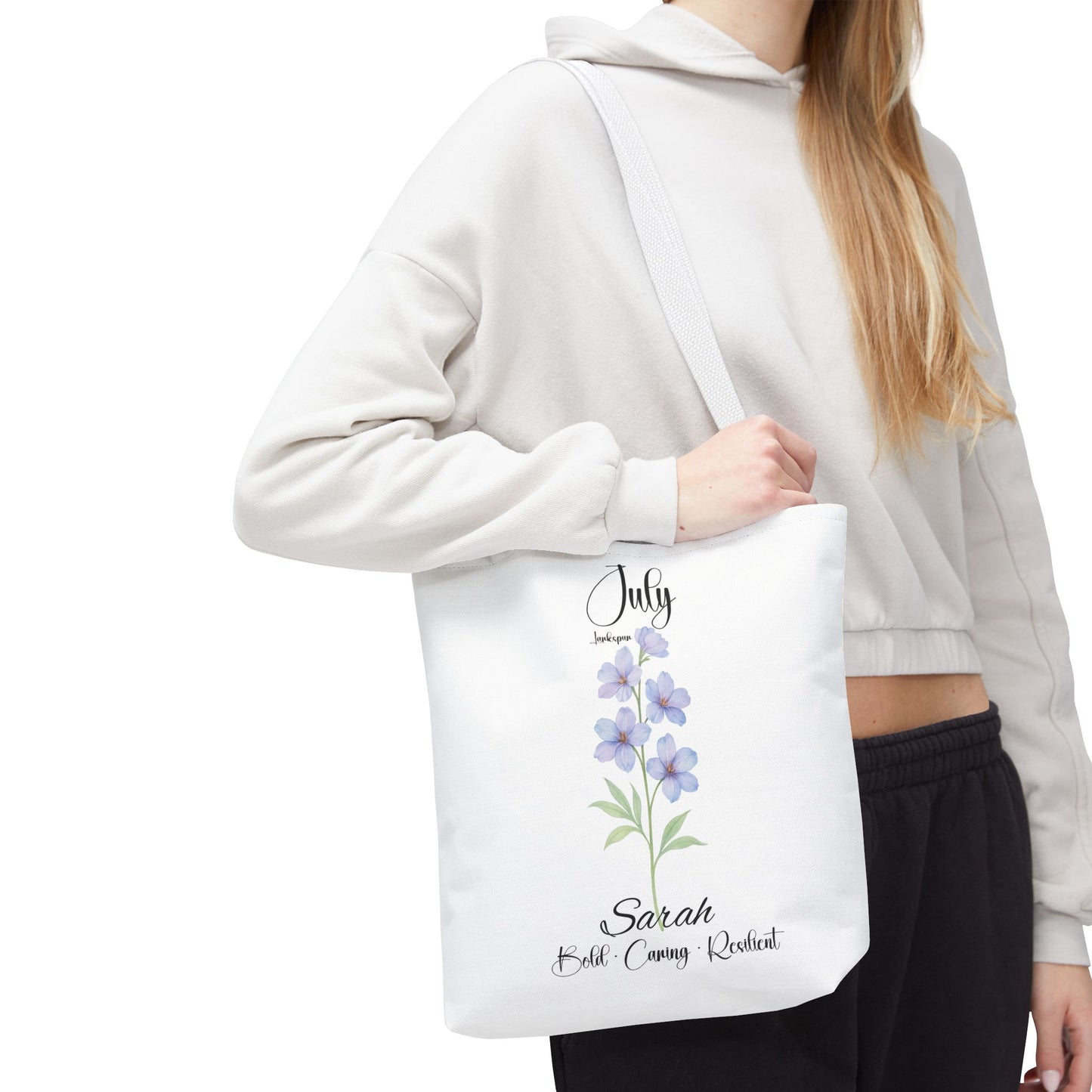 Personalized birth month flower tote bag for her, milestone birthdays, bestfriend gift.