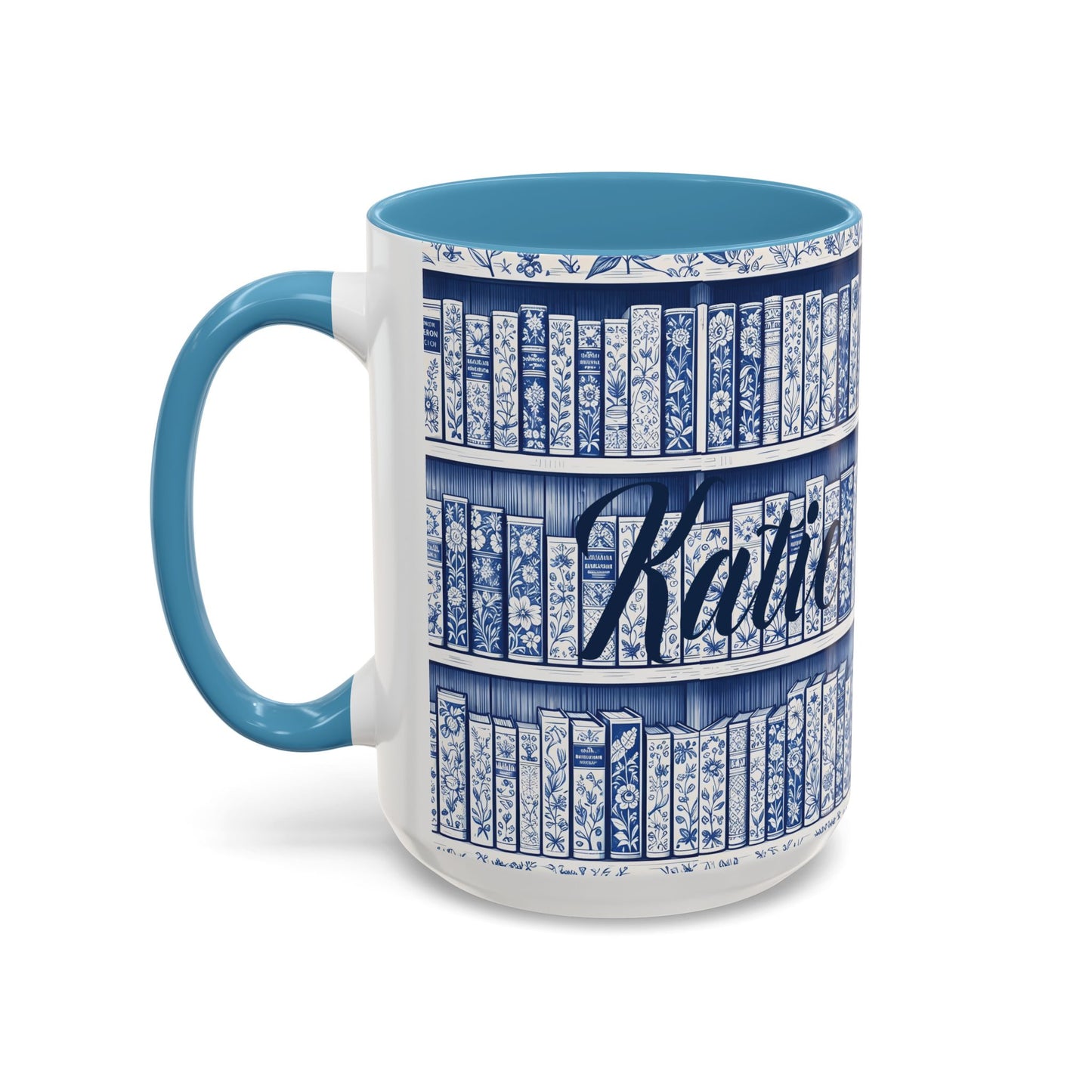 Personalized floral coffee cup, cozy reading bookish gift, book lover birthday gift.