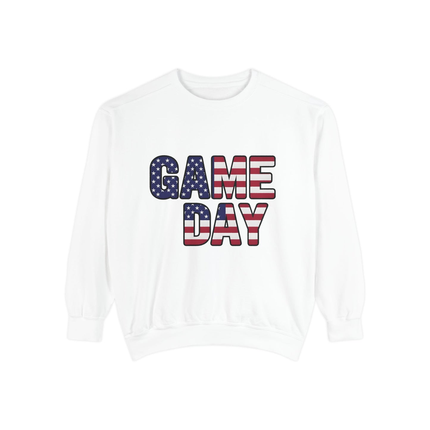 Game Day Comfort Colors sweatshirt, patriotic sweater, sports apparel.