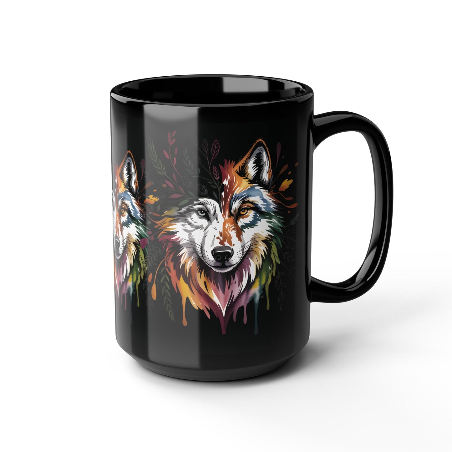 Colorful Watercolor Wolf Art Mug | Wolf Coffee Mug