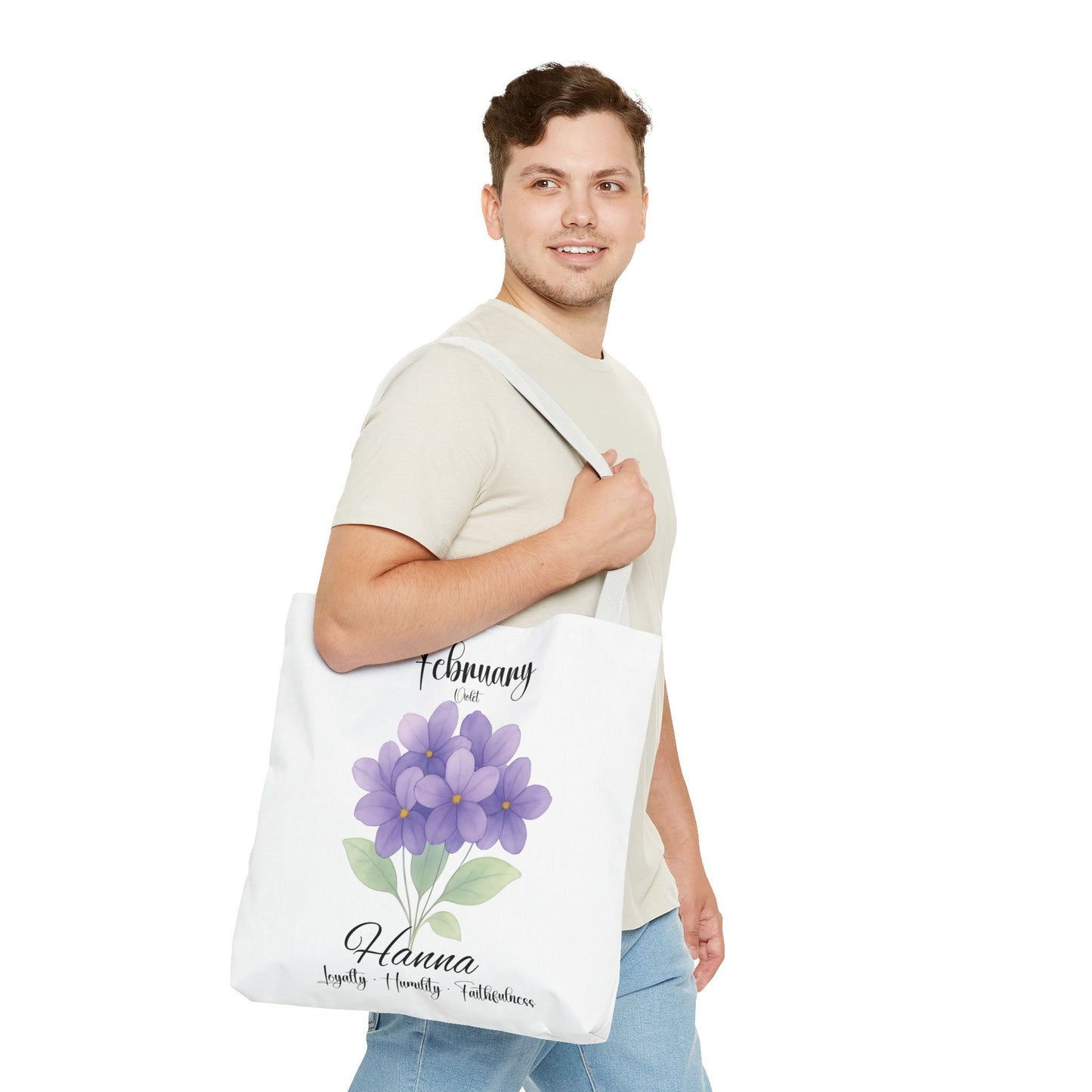 Personalized  floral gift tote bag for her, birth month flower, milestone birthdays, bestfriend gift.