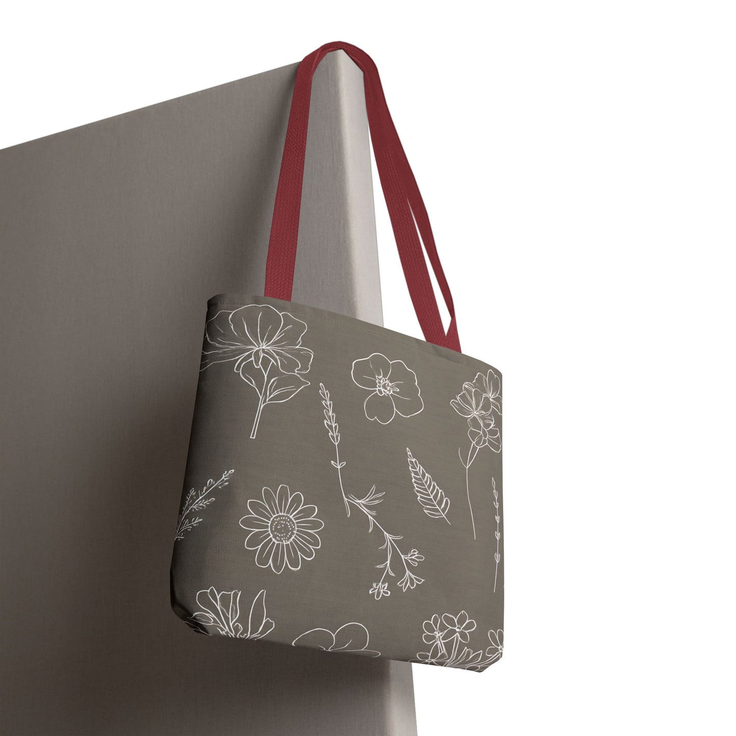 Floral Tote Bag, hand drawn vintage flowers
