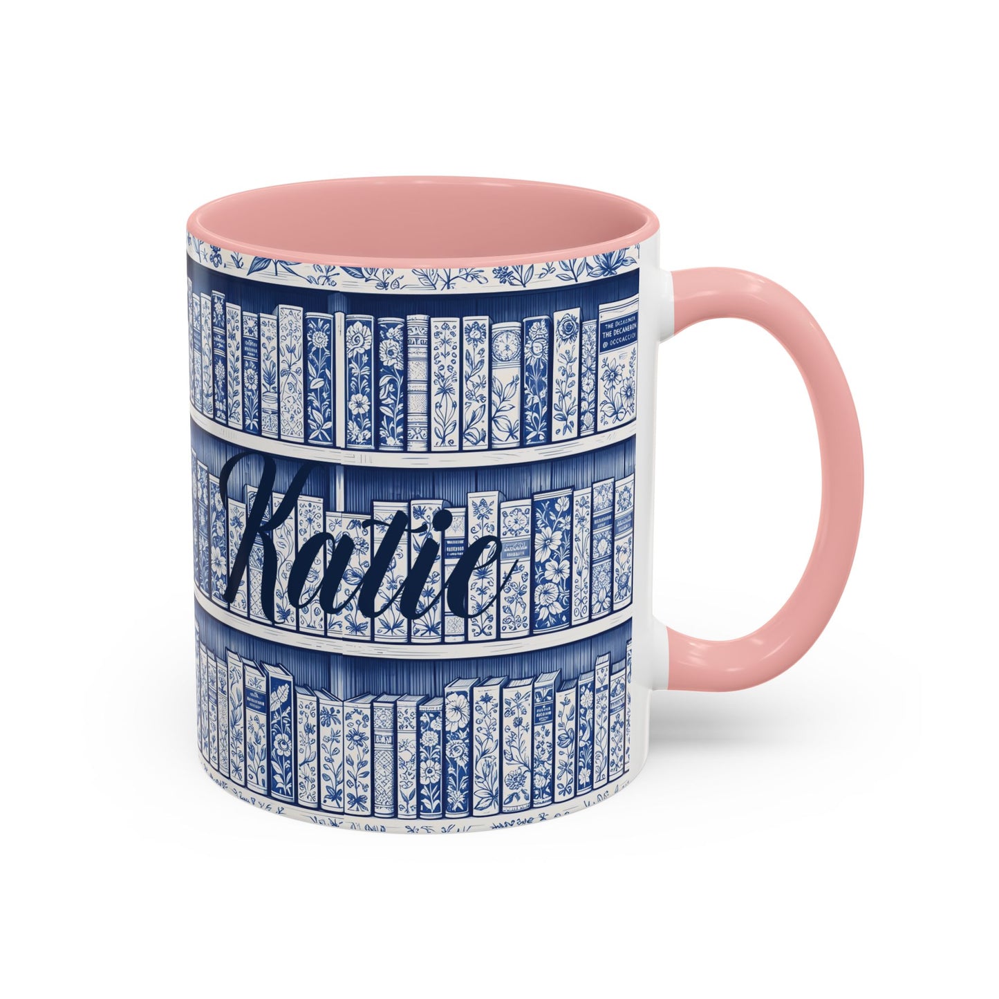 Personalized floral coffee cup, cozy reading bookish gift, book lover birthday gift.