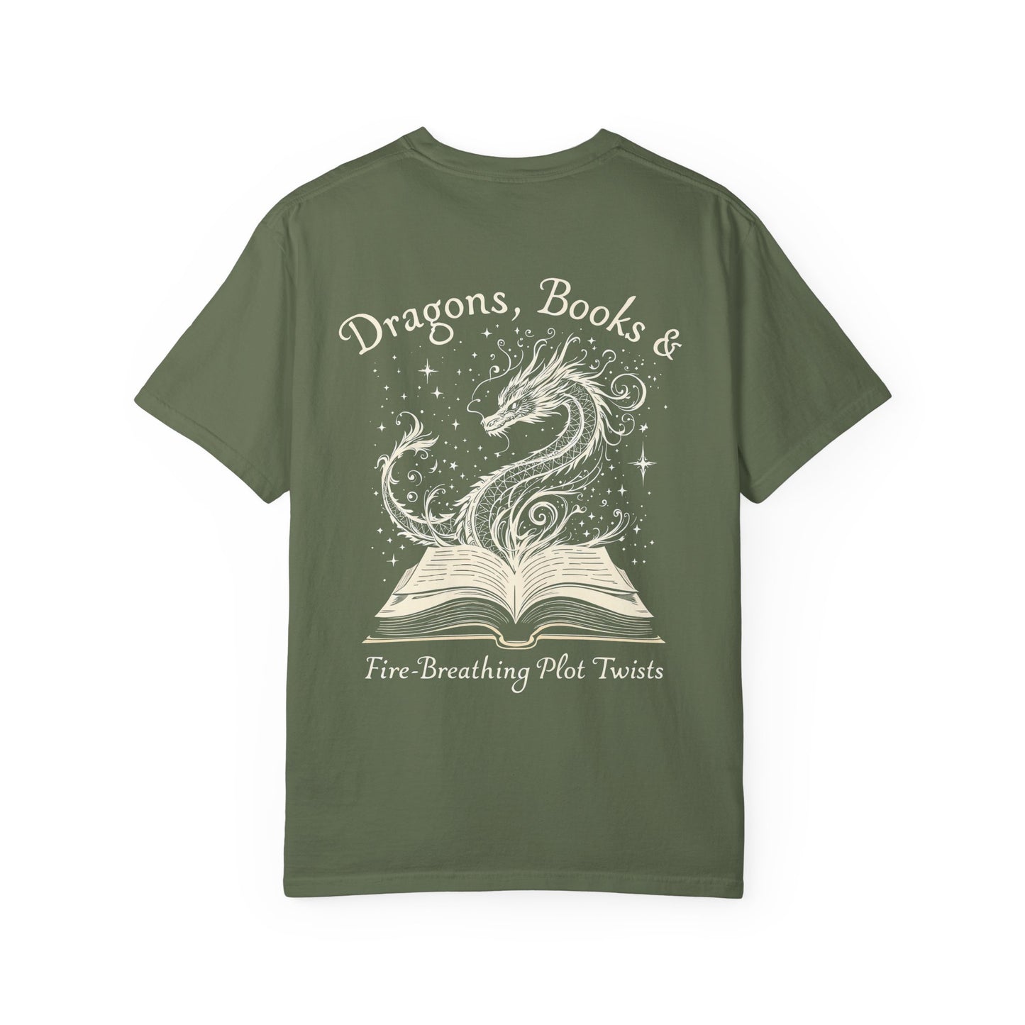 Book Lover Tee, Comfort Colors Dragon Shirt, Fantasy Reader, Bibliophile Gift.