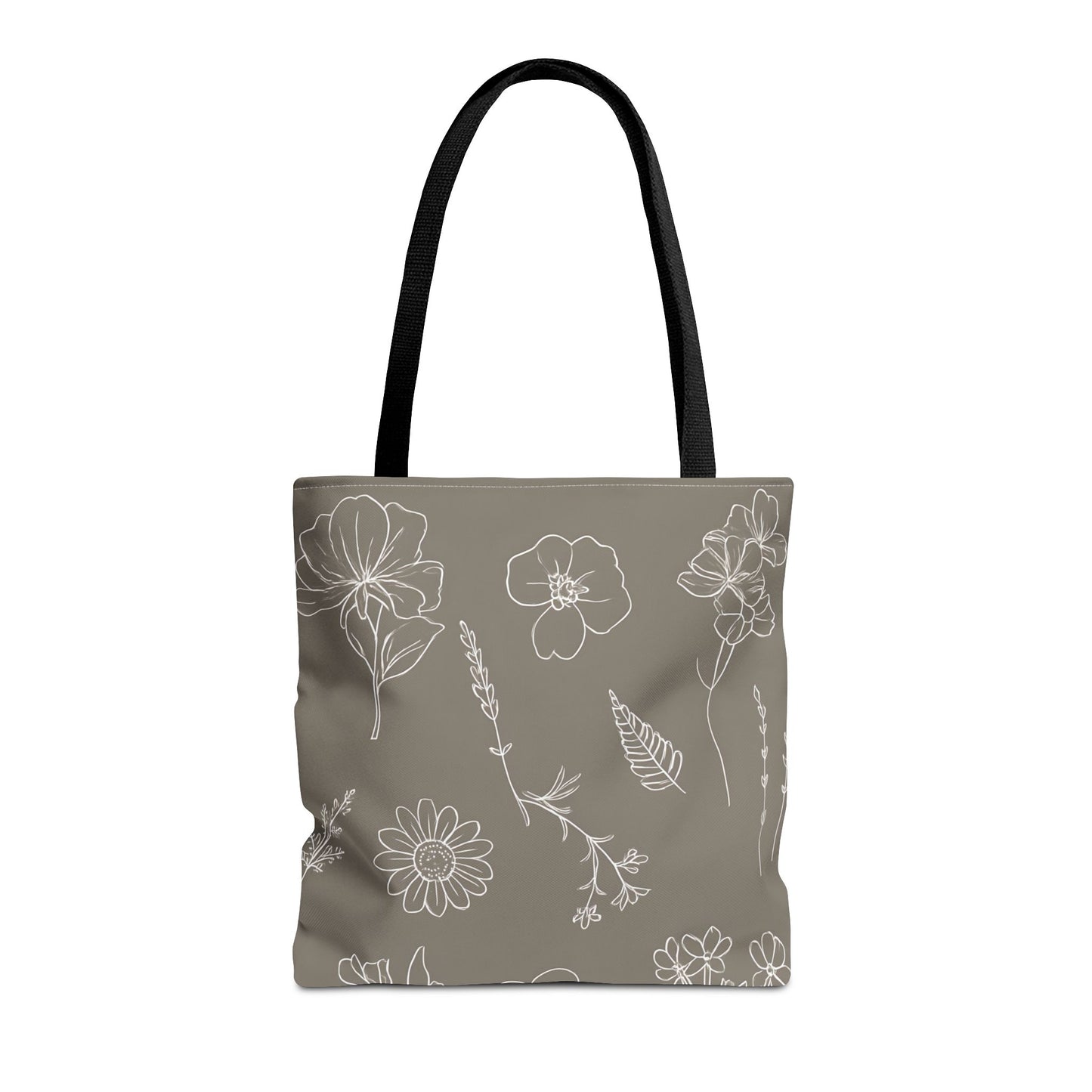 Floral Tote Bag, hand drawn vintage flowers