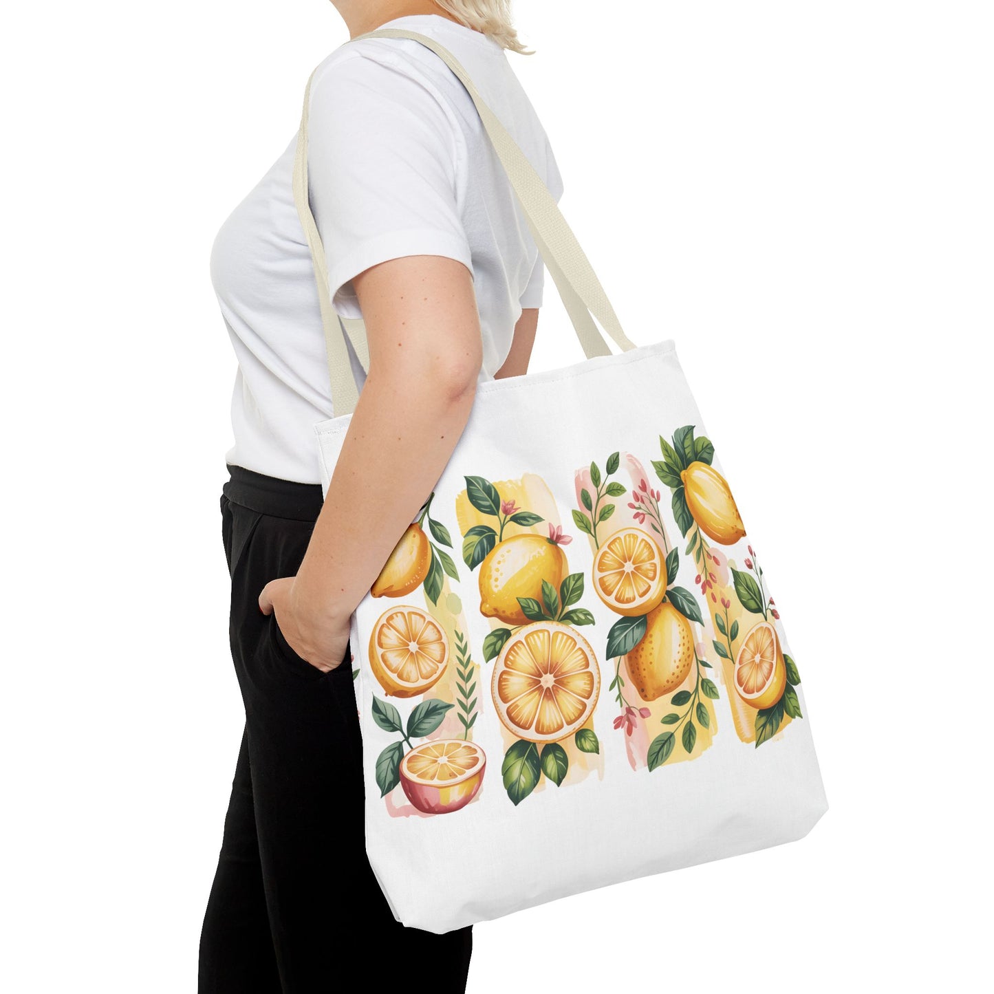 lemon tote bag, large grocery tote, alternative gifts