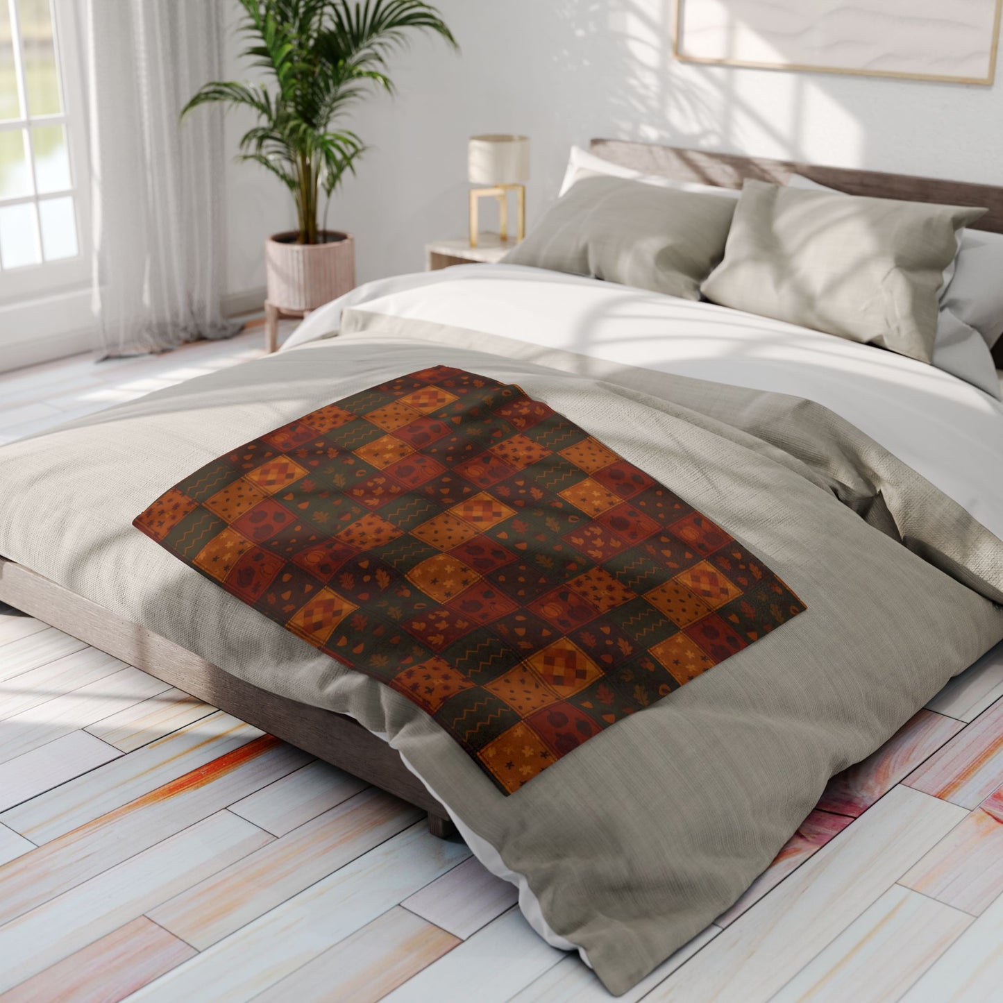 Cozy Autumnal Plaid Blanket, This thick blanket, with its rich blend of fall hues, adds a touch of sophistication to any autumnal home decor. Decor,