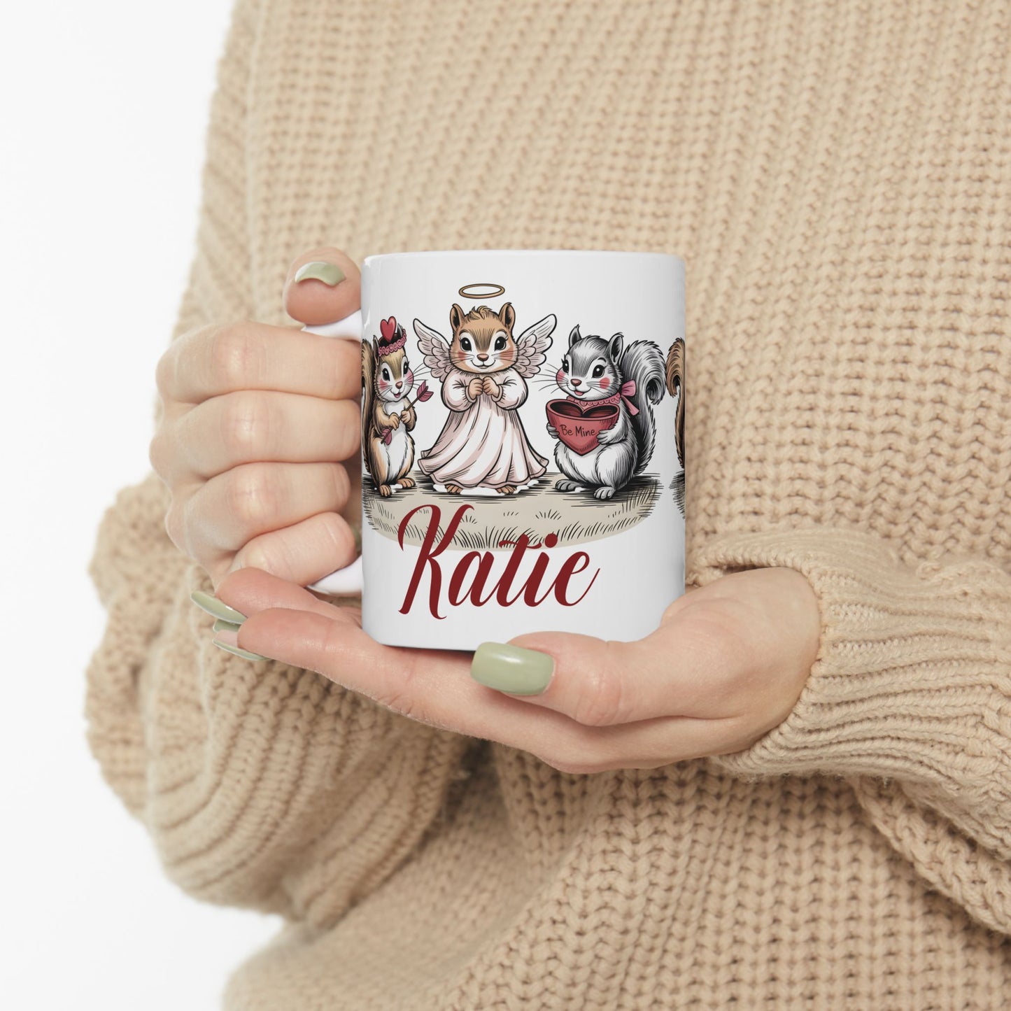 Personalized Squirrel Mug | Cute Valentine Mug | Custom Name Cup | Woodland Animal Gift