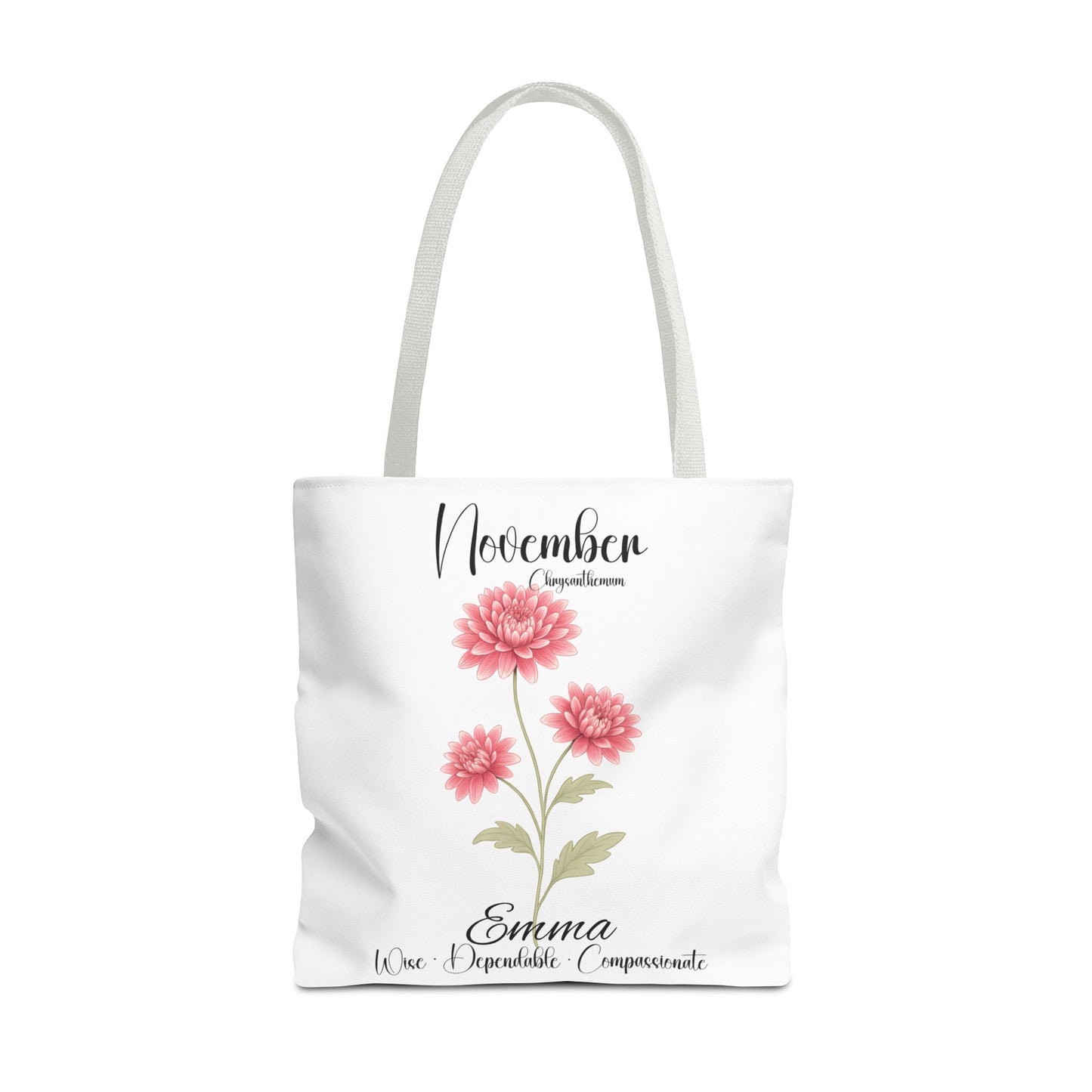 Personlized Birth Month Flower Tote Bag, Botanical Aesthetic Canvas Tote Bag, Bestfriend Gift