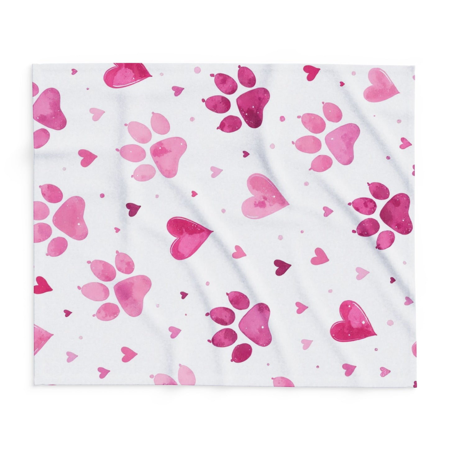 Fleece Blanket, Pink Paw Prints, perfect for pet lovers.