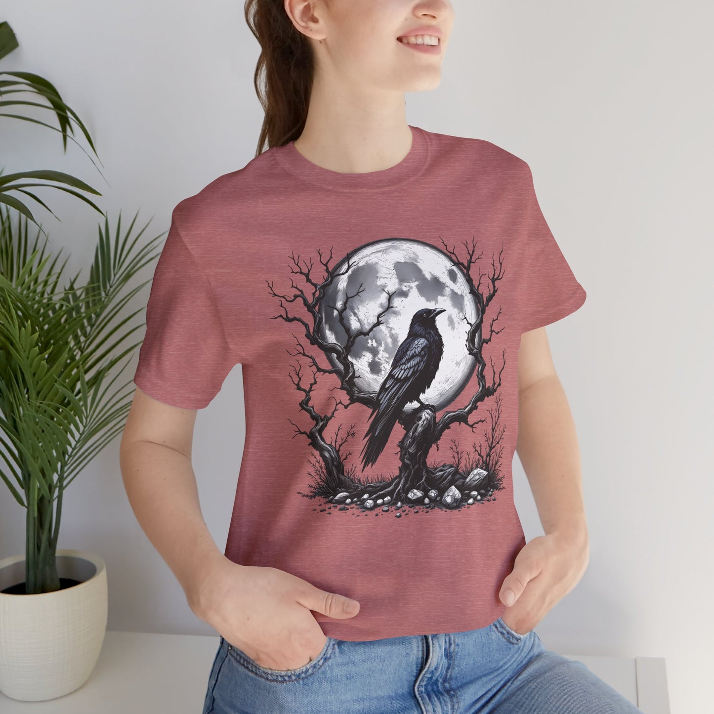 Moonlit Raven Shirt, Raven T Shirt, Black Crow Tee, Crows T Shirt, Pagan Shirt.