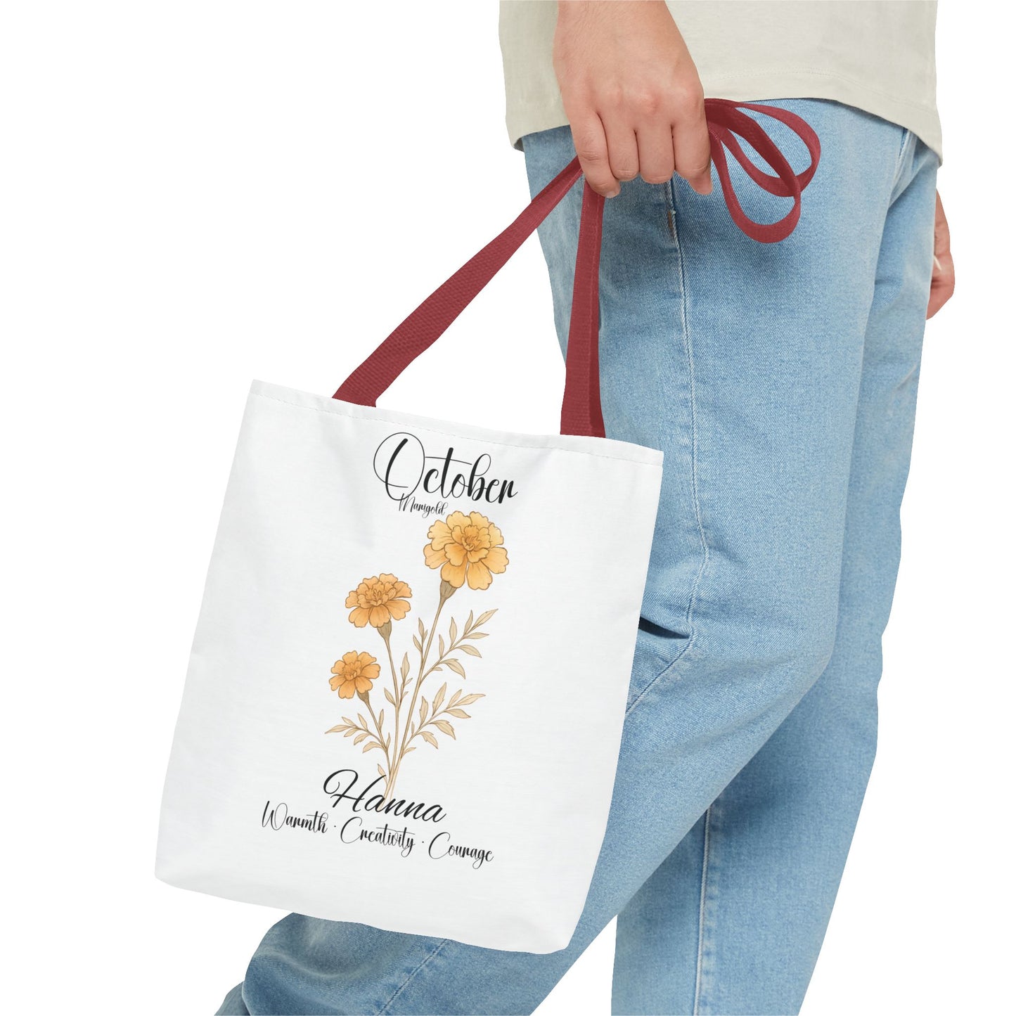 Personalized floral gift tote bag for her, birth month flower, milestone birthdays, bestfriend gift.