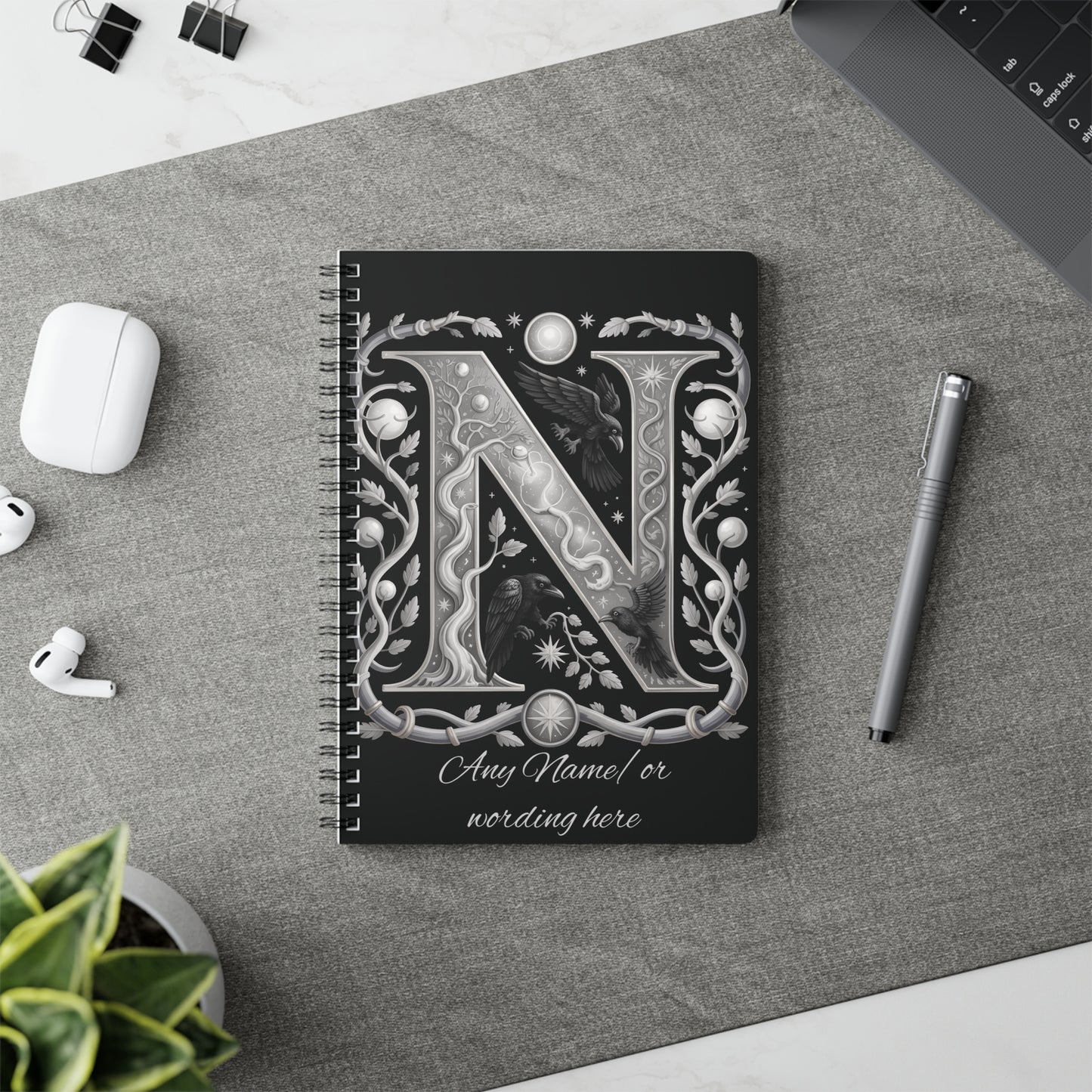Personalized Norse Witchy Monogram A5 Notebook, Custom Journal.