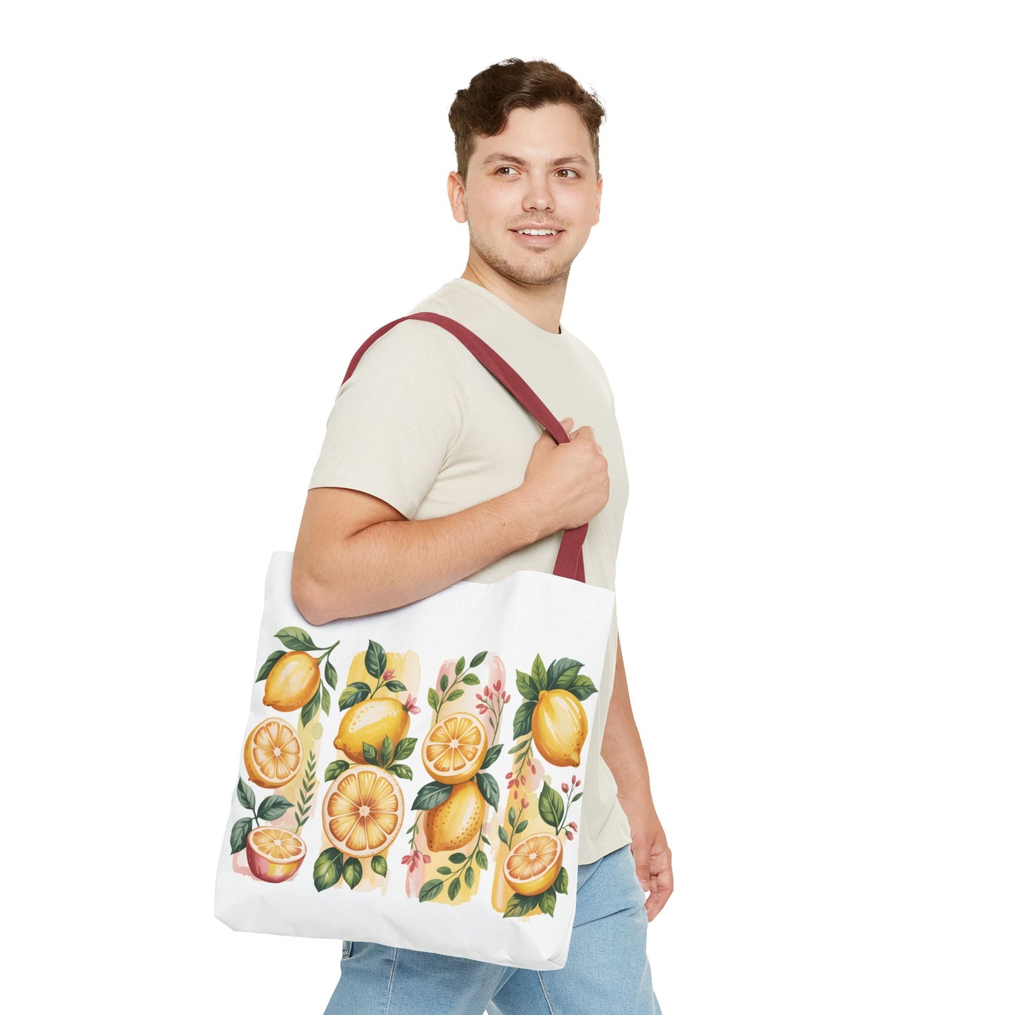 lemon tote bag, large grocery tote, alternative gifts