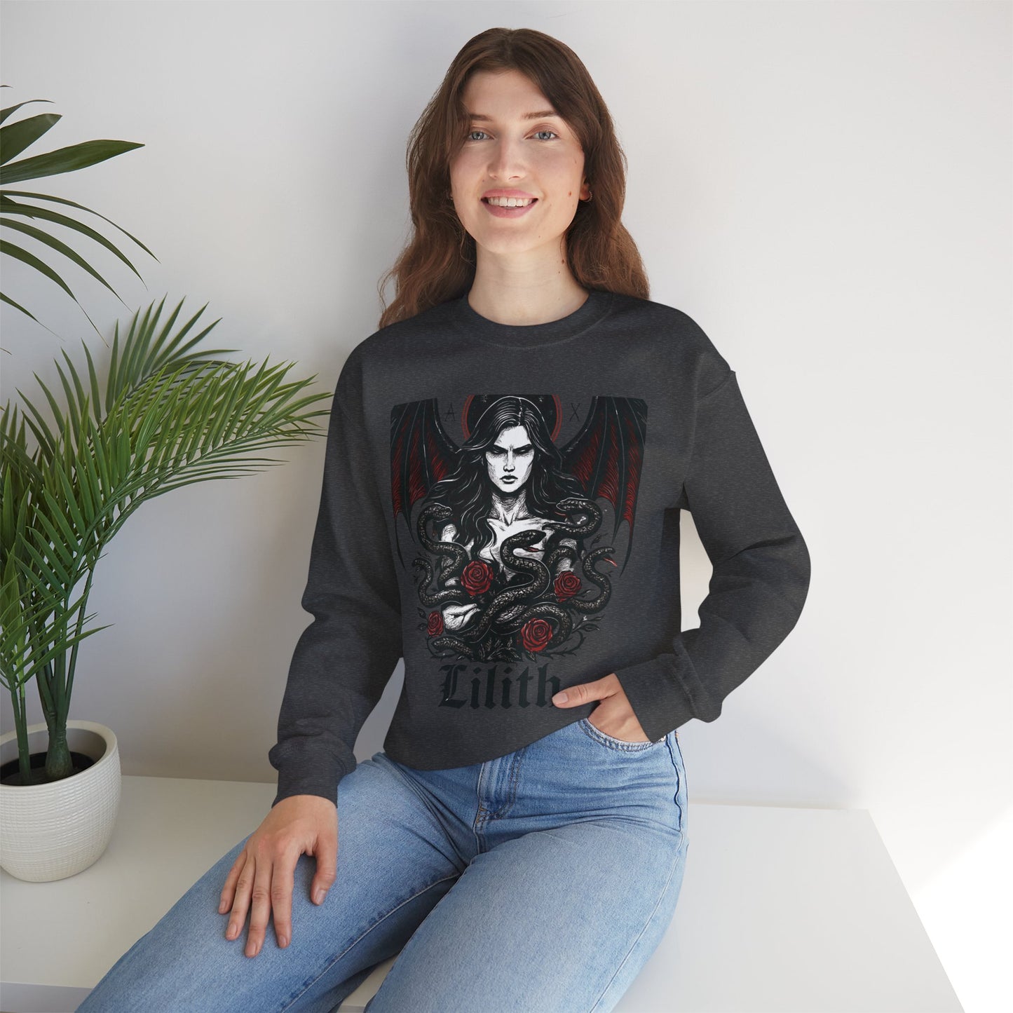 Lilith Goddess Sweater •Divine Feminine Dark Goddess Sweatshirt •Witchy Gothic Pullover • Pagan Occult Clothing •witchy stuff •Lilith Design