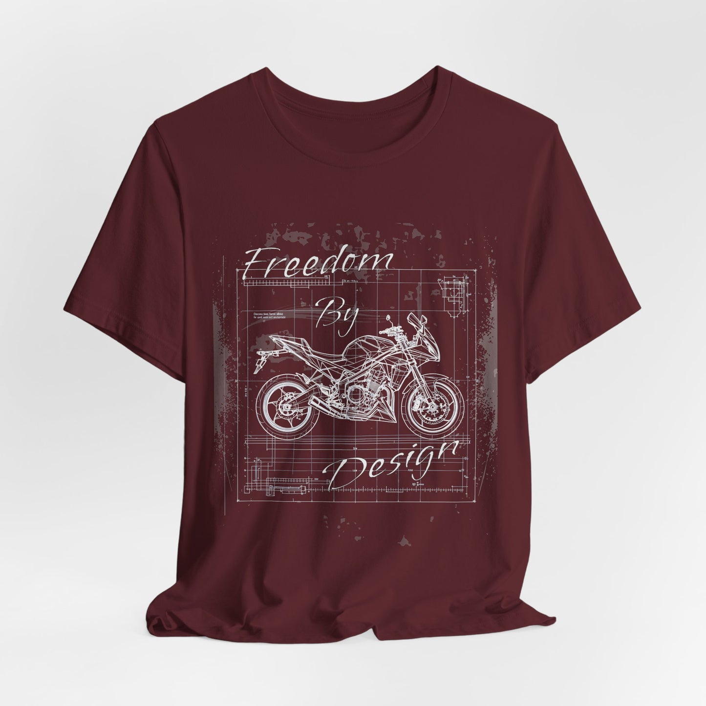 Freedom By Design Motorcycle T-Shirt , Blueprint Motorbike Tee , Biker Dad Gift , Mechanic Shirt , Motorcycle Rider Gift for Him