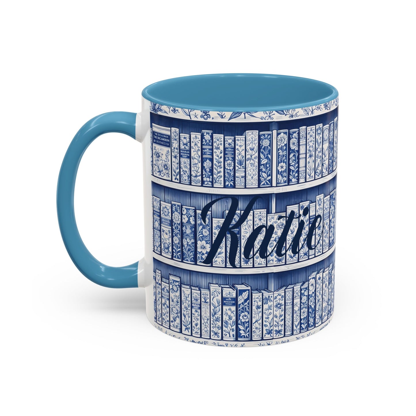 Personalized floral coffee cup, cozy reading bookish gift, book lover birthday gift.