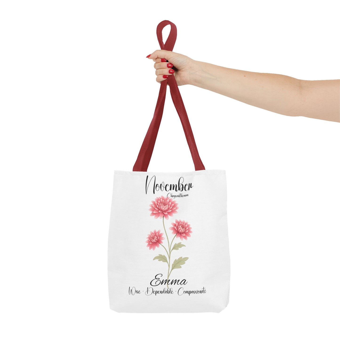 Personlized Birth Month Flower Tote Bag, Botanical Aesthetic Canvas Tote Bag, Bestfriend Gift