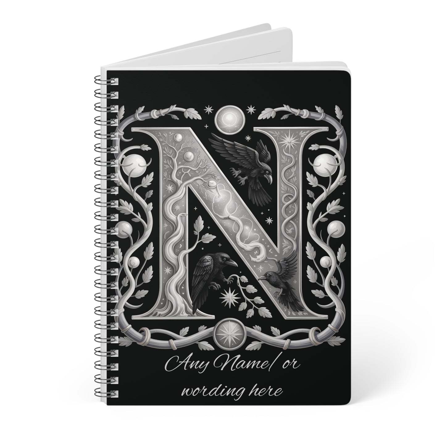 Personalized Norse Witchy Monogram A5 Notebook, Custom Journal.