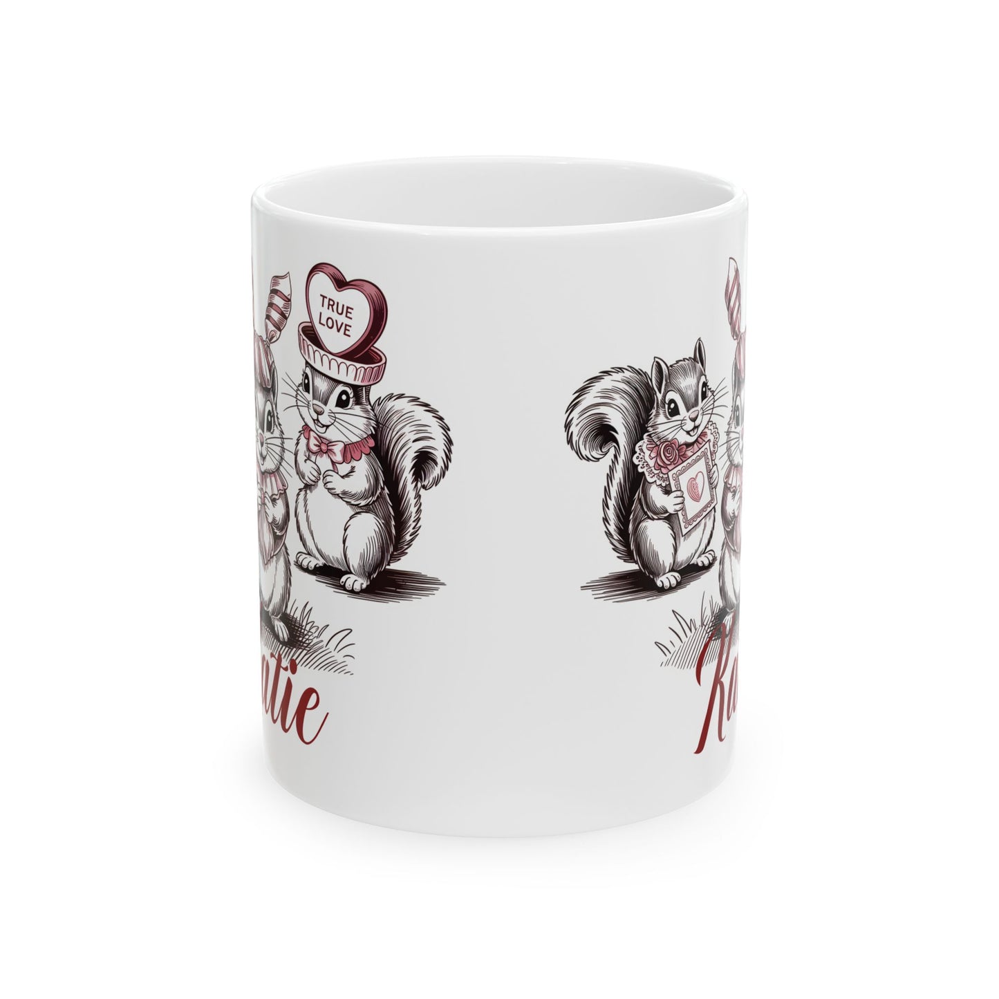 Valentines mug, Rustic woodland cute gift idea, Personalized squirrel mug