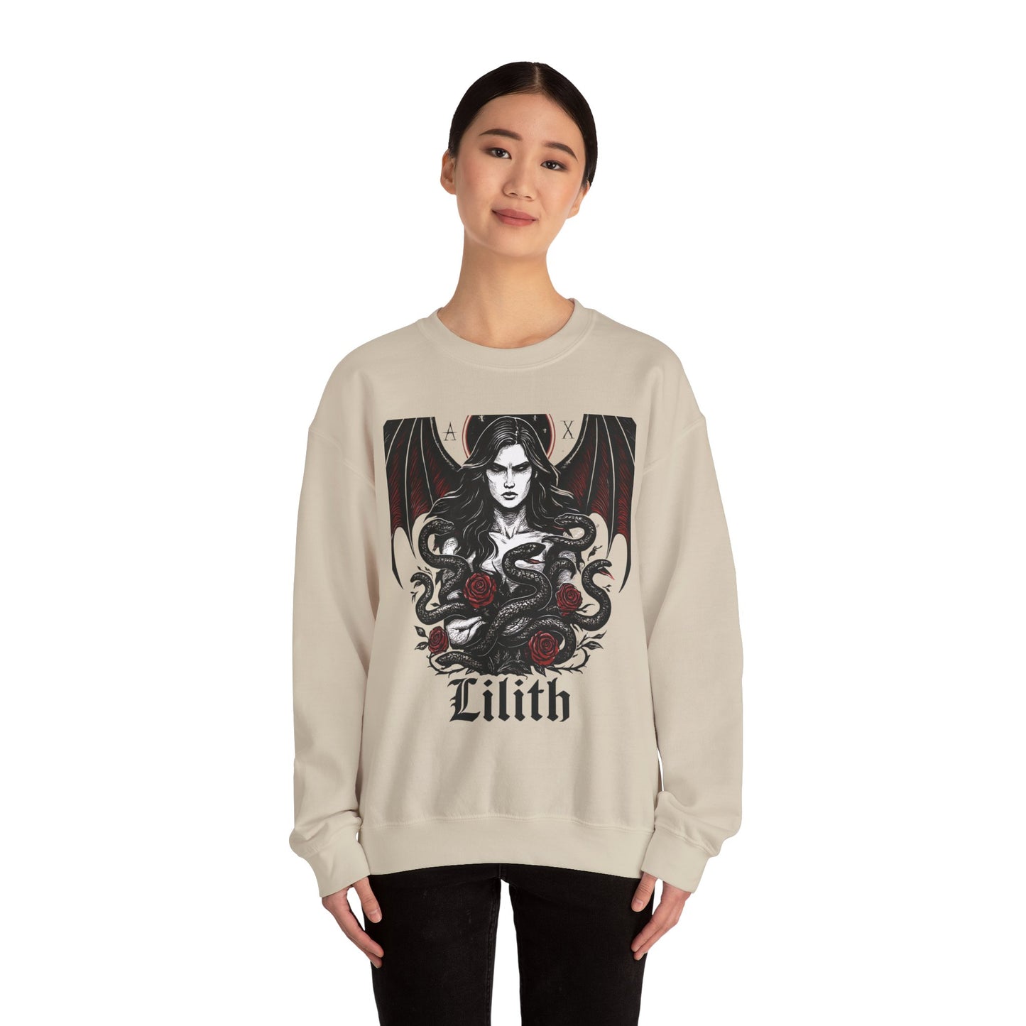 Lilith Goddess Sweater •Divine Feminine Dark Goddess Sweatshirt •Witchy Gothic Pullover • Pagan Occult Clothing •witchy stuff •Lilith Design