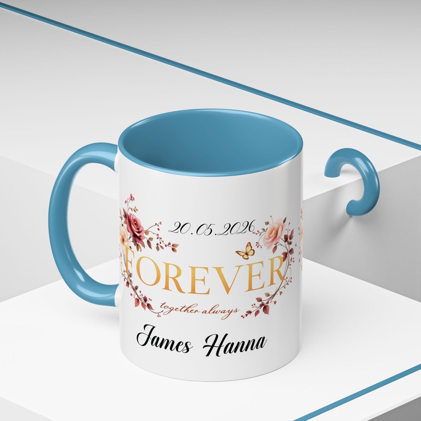 Custom wedding mug, valentines day gift, anniversary mug, bridal shower mug.