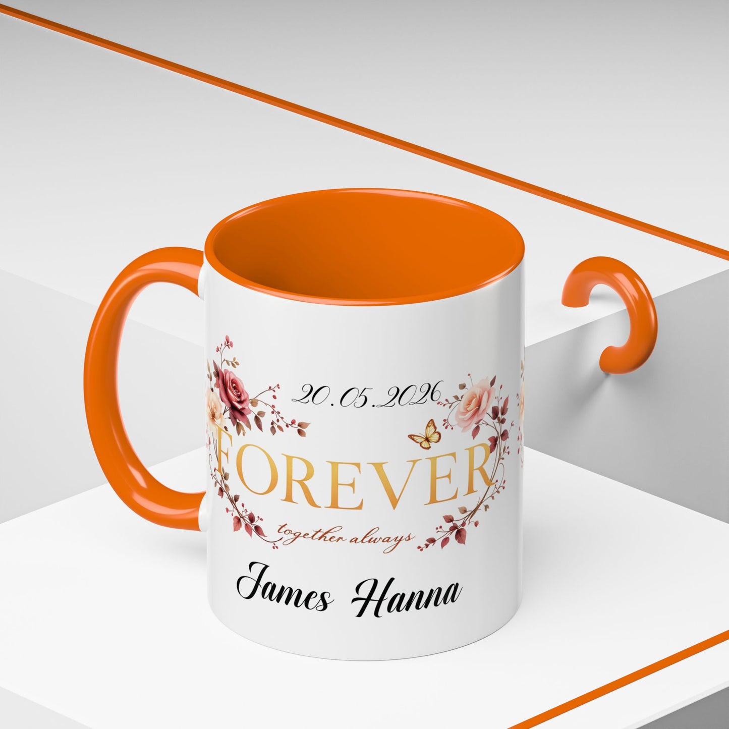 Custom wedding mug, valentines day gift, anniversary mug, bridal shower mug.