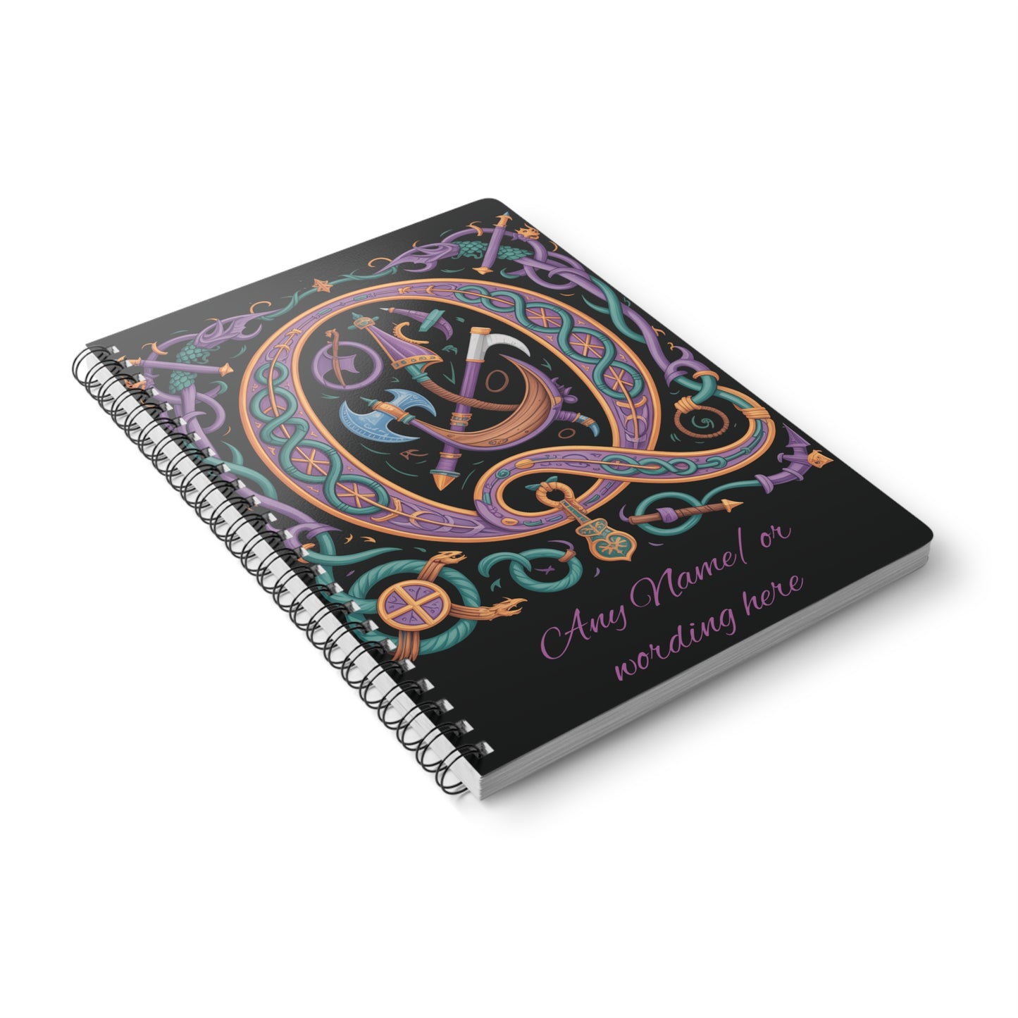 Personalized Norse Witchy Monogram A5 Notebook, Custom Journal.