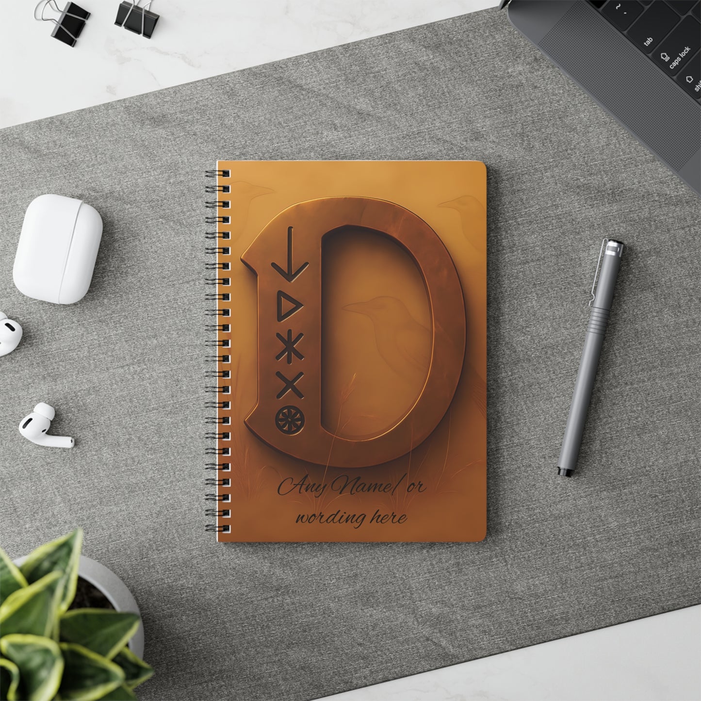 Personalized Norse Witchy Monogram A5 Notebook, Custom Journal,Monogram Notebook, Grimoire Journal, Book Of Shadows, Viking Grimoire Journal