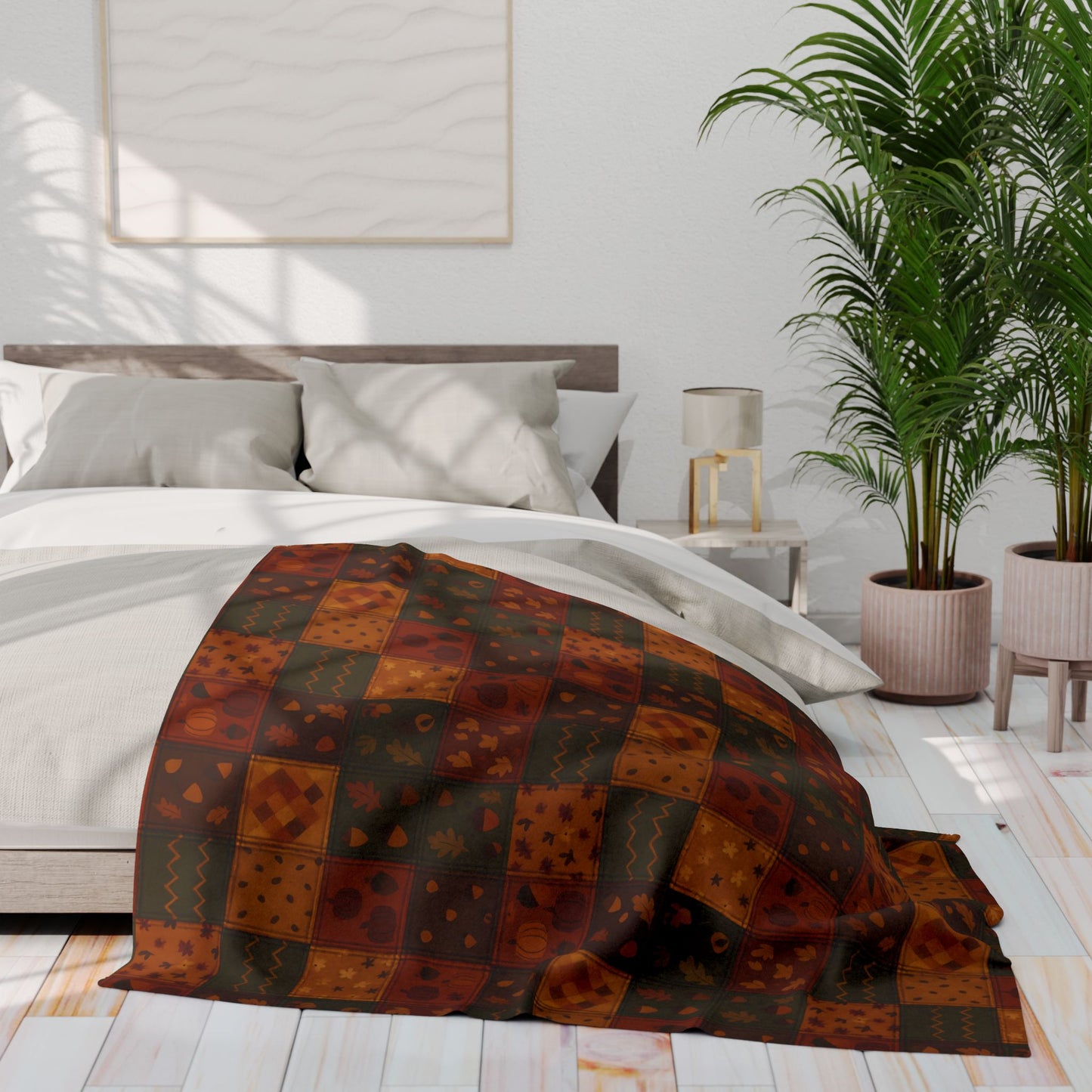 Cozy Autumnal Plaid Blanket, This thick blanket, with its rich blend of fall hues, adds a touch of sophistication to any autumnal home decor. Decor,