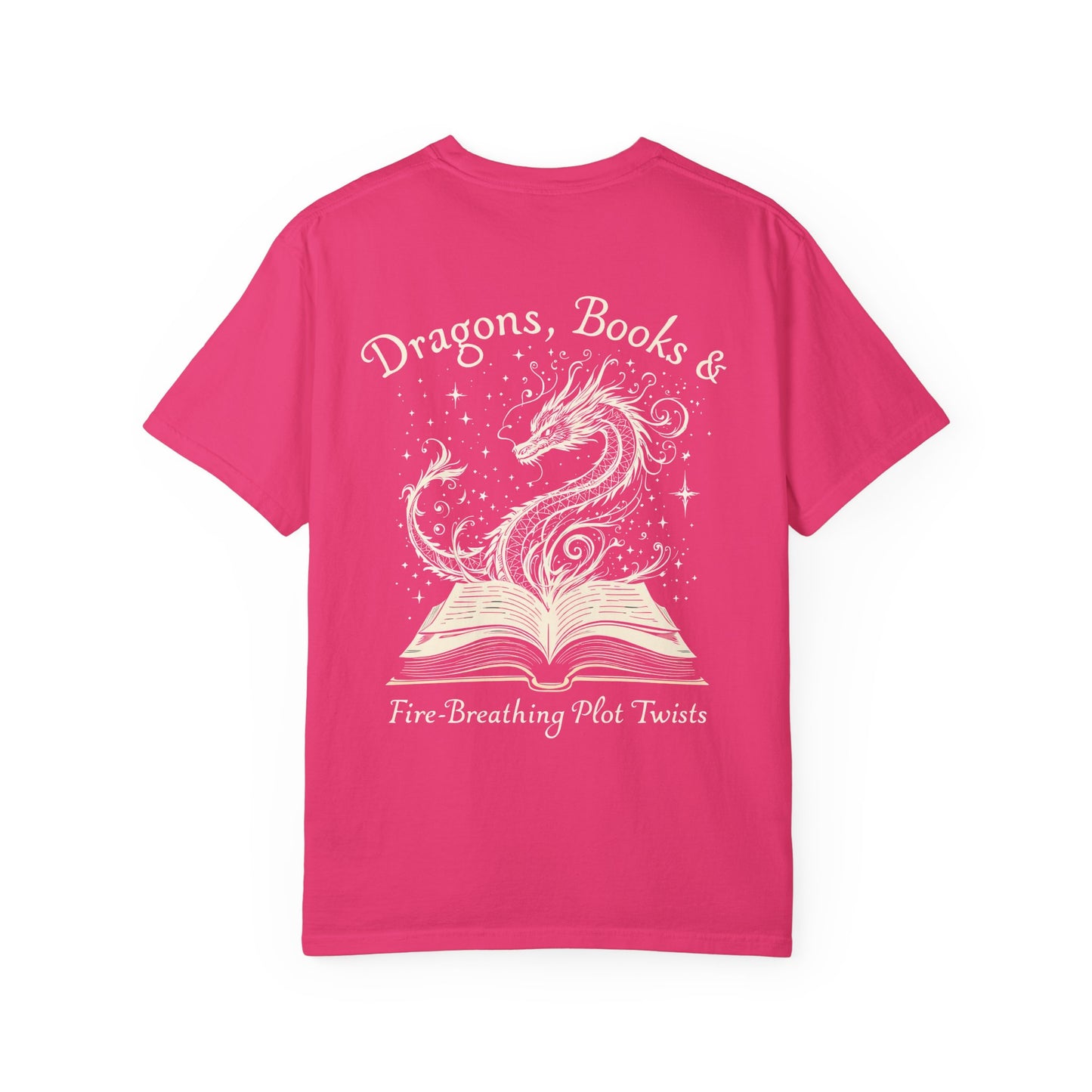 Book Lover Tee, Comfort Colors Dragon Shirt, Fantasy Reader, Bibliophile Gift.